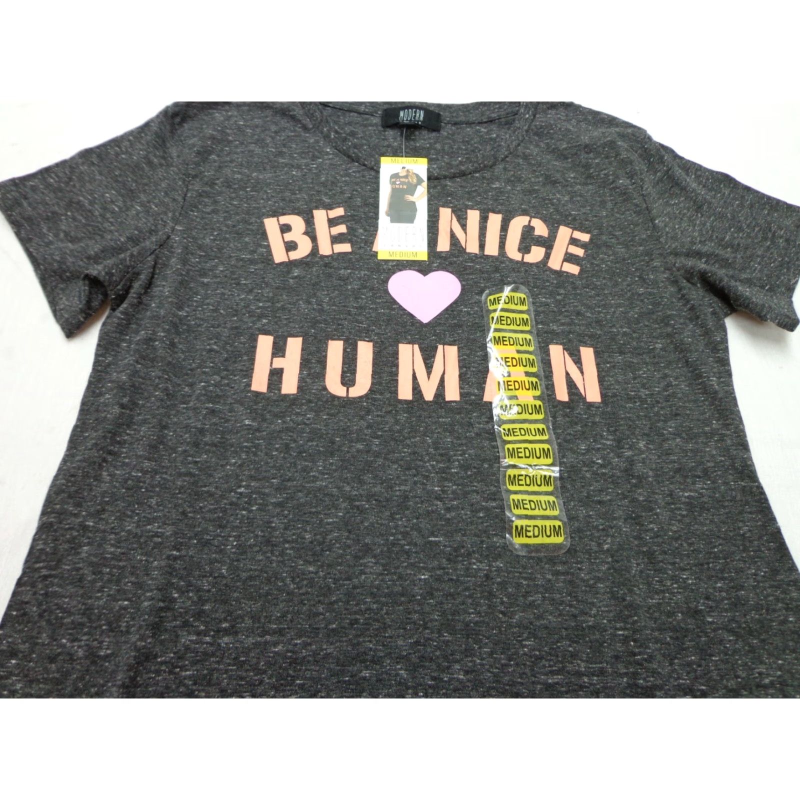 Vintage BE A NICE HUMAN Modern Canvas Women's T Shirt Dark Heather Gray Size Medium Size M / US 6-8 / IT 42-44 - 2 Thumbnail