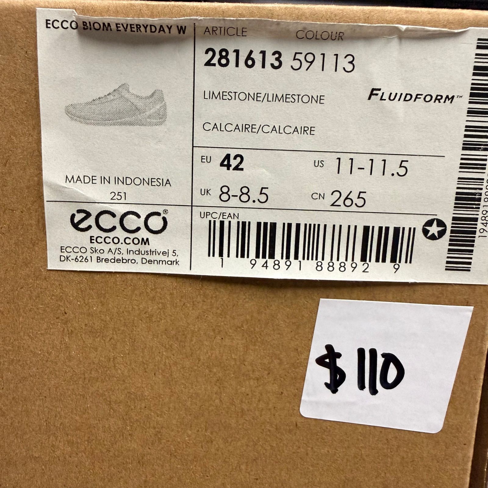 Ecco ECCO WOMEN'S 42 BIOM LIMESTONE PINK WHITE LACEUP SNEAKER NIB Size US 11 / IT 41 - 5 Thumbnail