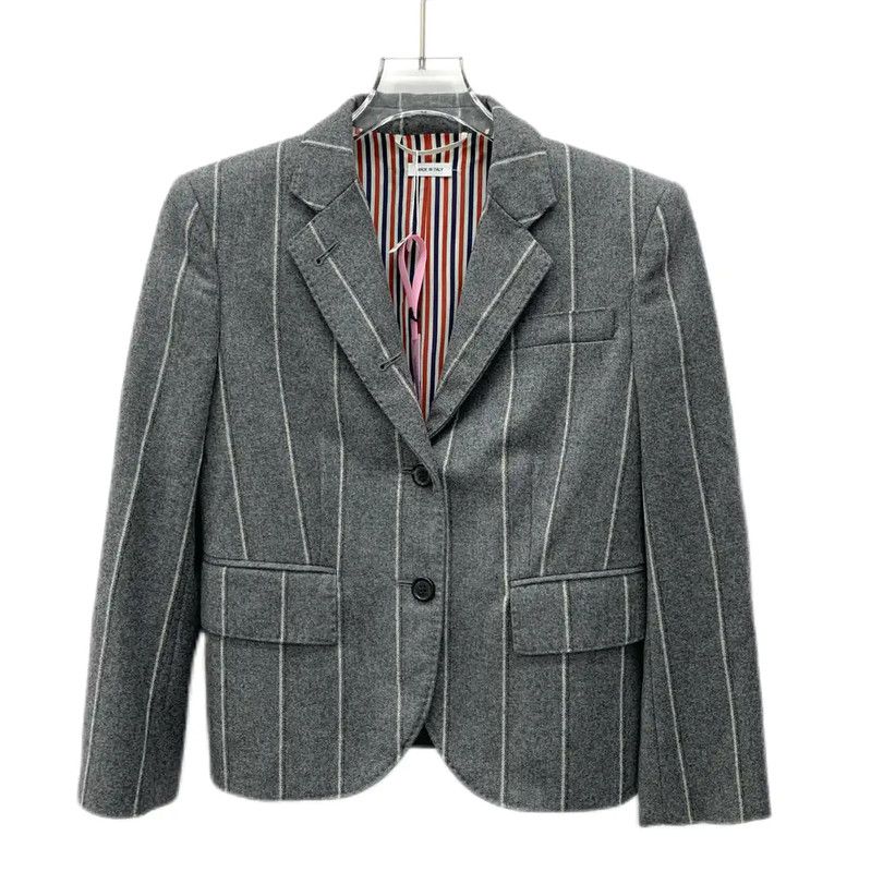 Thom Browne Thom Browne Gray Wool Women's Blazer 0089 Size XS / US 0-2 / IT 36-38 - 1 Thumbnail