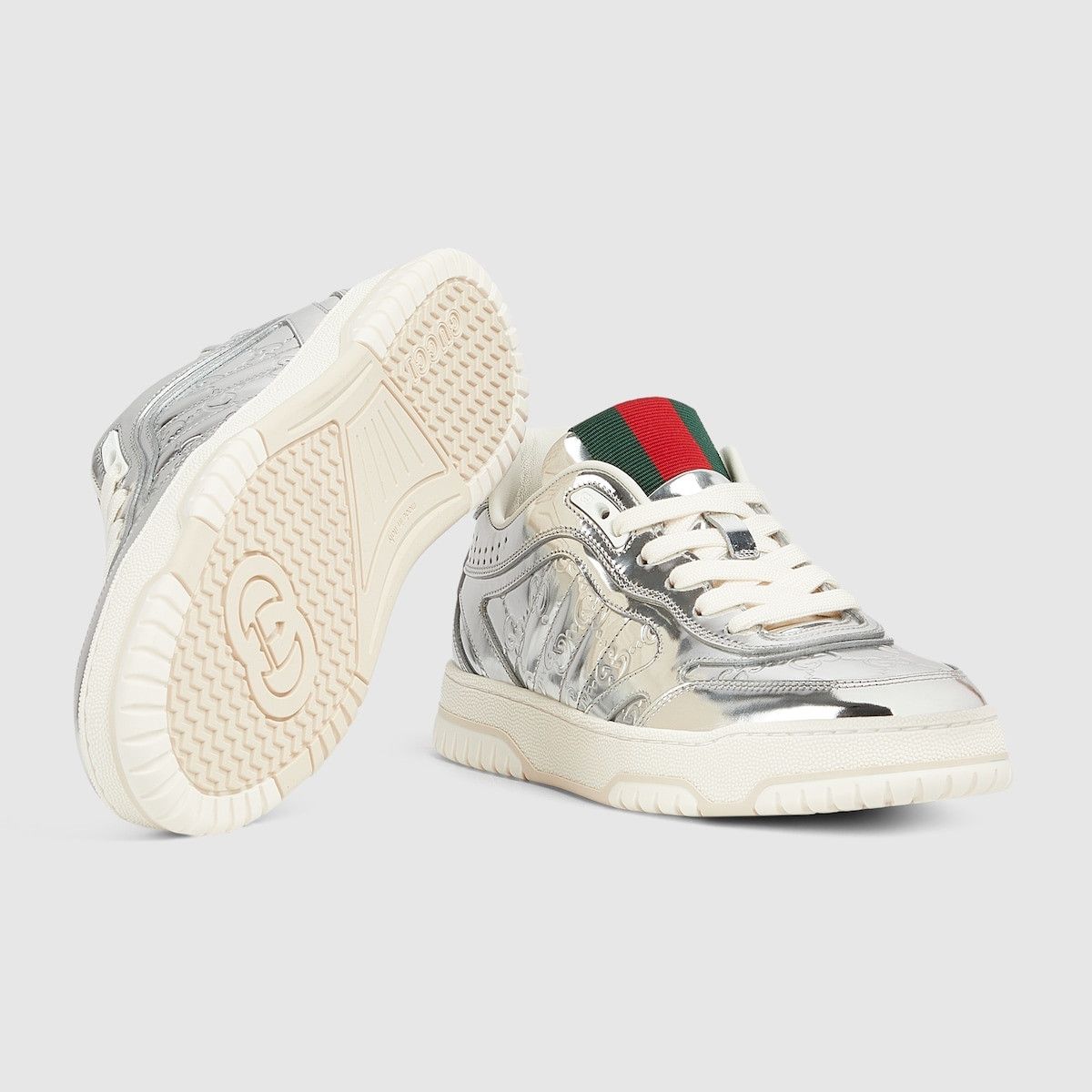 Gucci oc11z1025 Re Web Sneakers in Silver Metallic Size US 8 / IT 38 - 5 Thumbnail