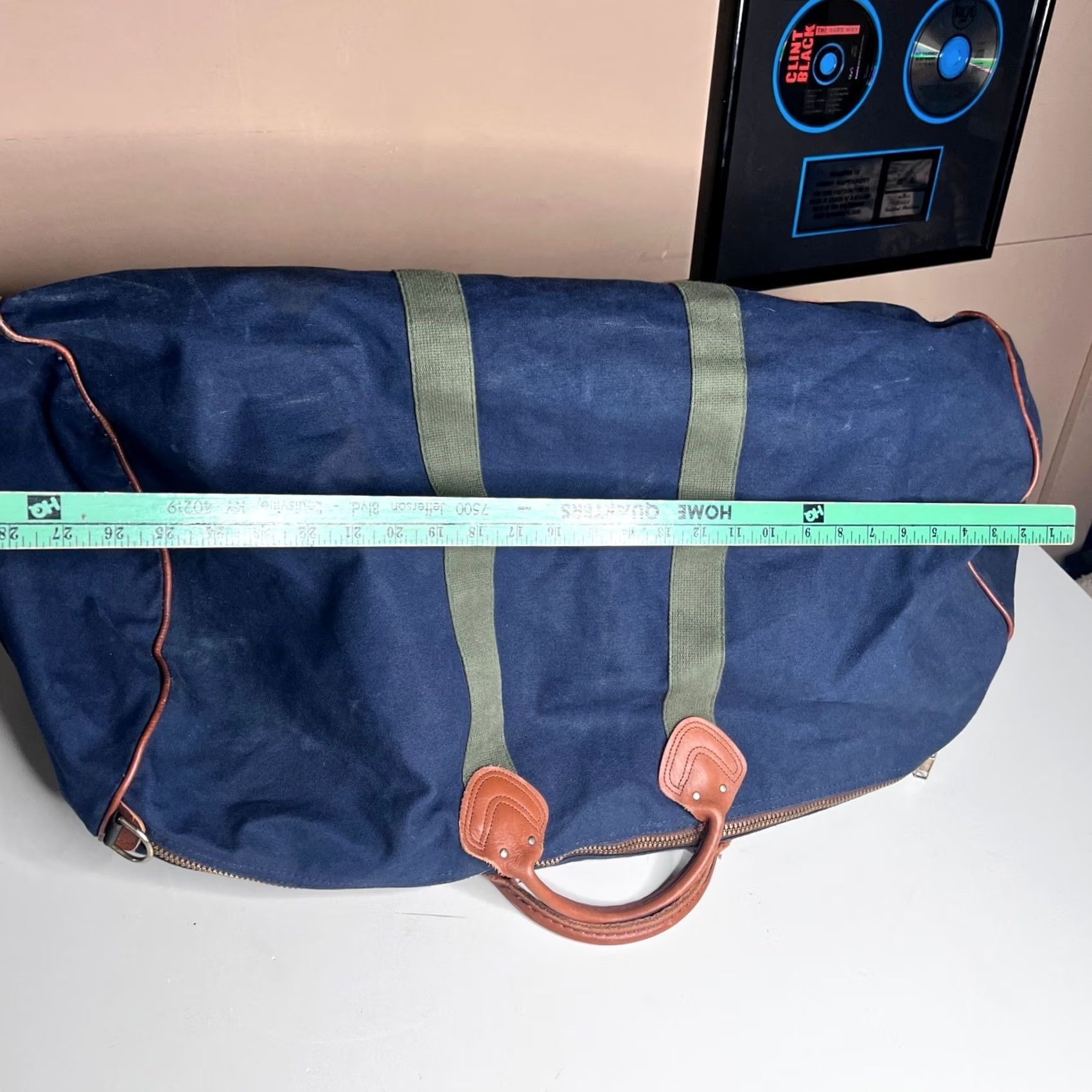 Vintage VINTAGE LL Bean Canvas Leather Duffle Bag Navy Blue Travel Weekend Bag RCGM Size ONE SIZE - 6 Thumbnail