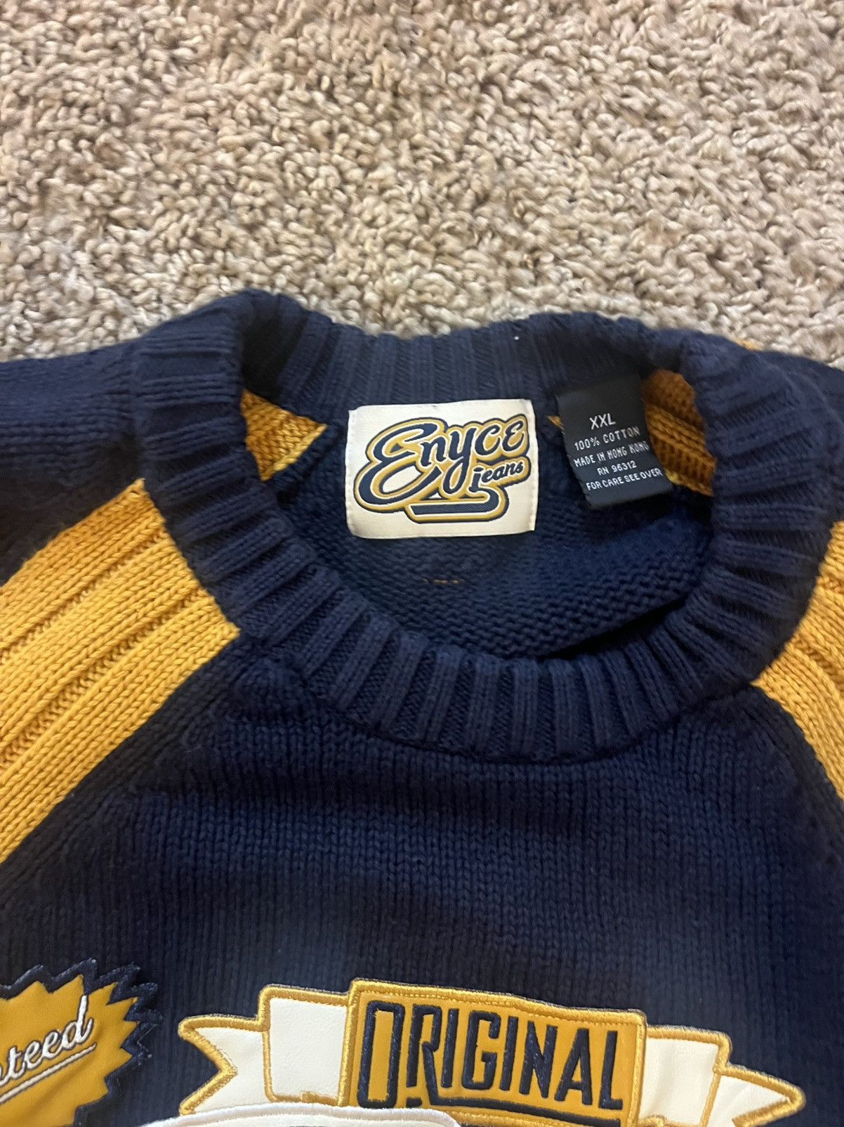 Enyce Vintage Enyce Knit Sweater Navy/Gold XXL Y2K Streetwear Size US XXL / EU 58 / 5 - 3 Thumbnail