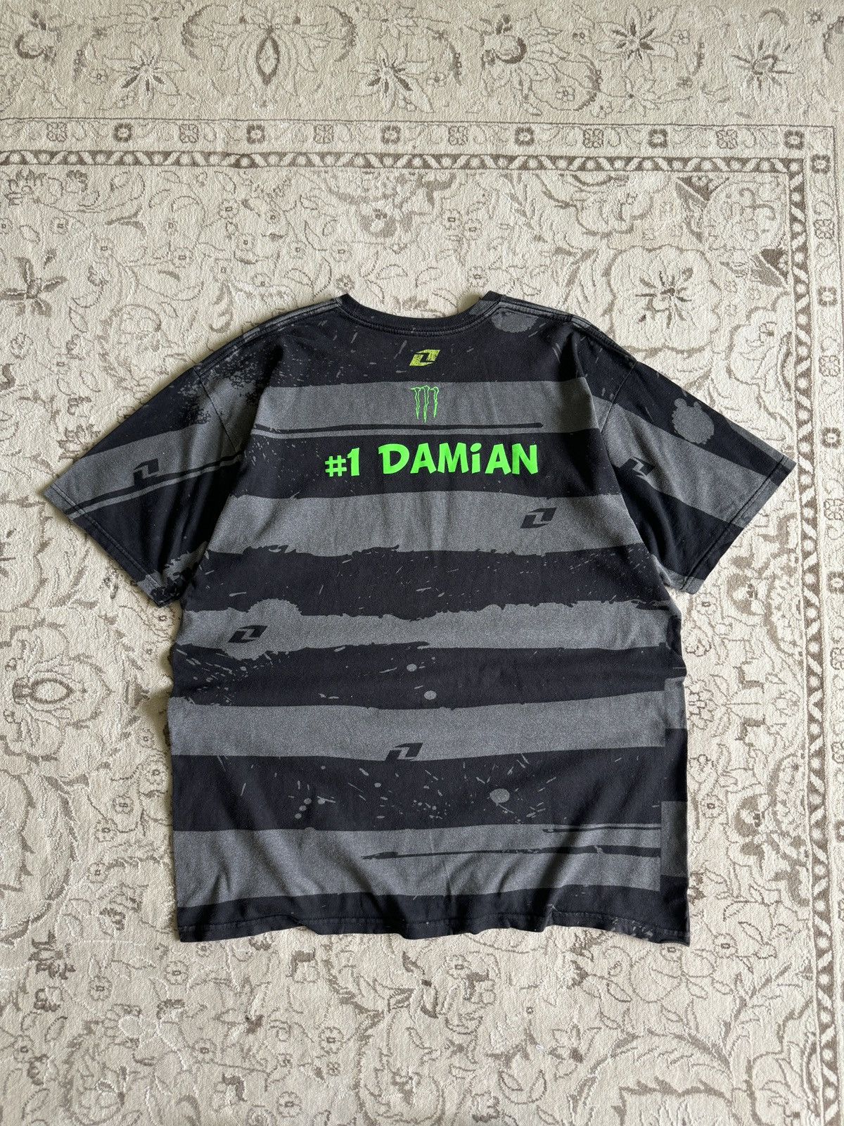Vintage Vintage Monster Energy Number One Damian Striped Tee y2k 90s Size US XL / EU 56 / 4 - 2 Thumbnail