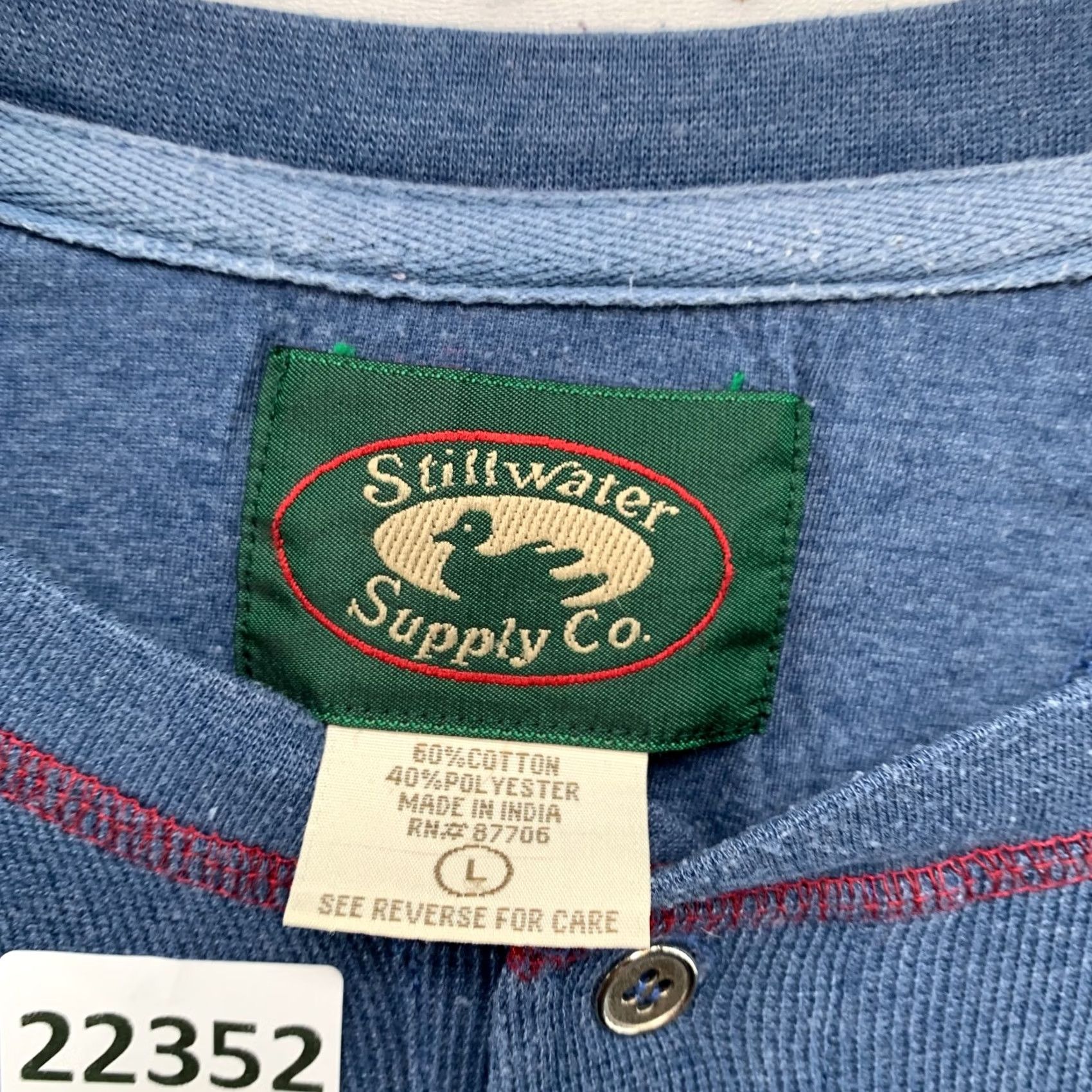 Vintage Stillwater Supply Co Henley Shirt Large Blue Long Sleeve Button Mens 21.5x30 Size US L / EU 52-54 / 3 - 7 Thumbnail