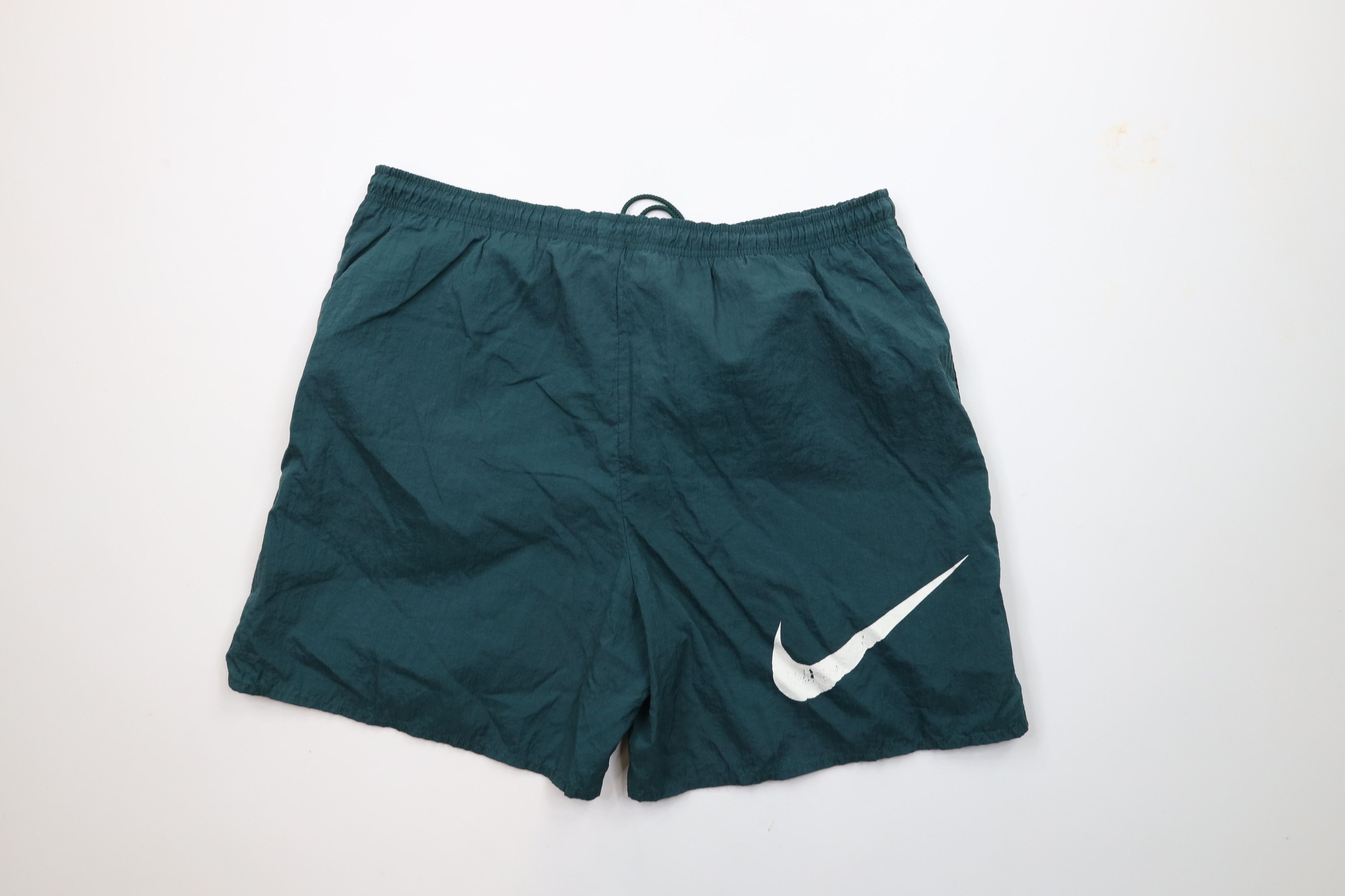 Nike × Vintage Vintage 90s Nike Scott Big Swoosh Logo Lined Shorts Green Size US 32 / EU 48 - 9 Thumbnail