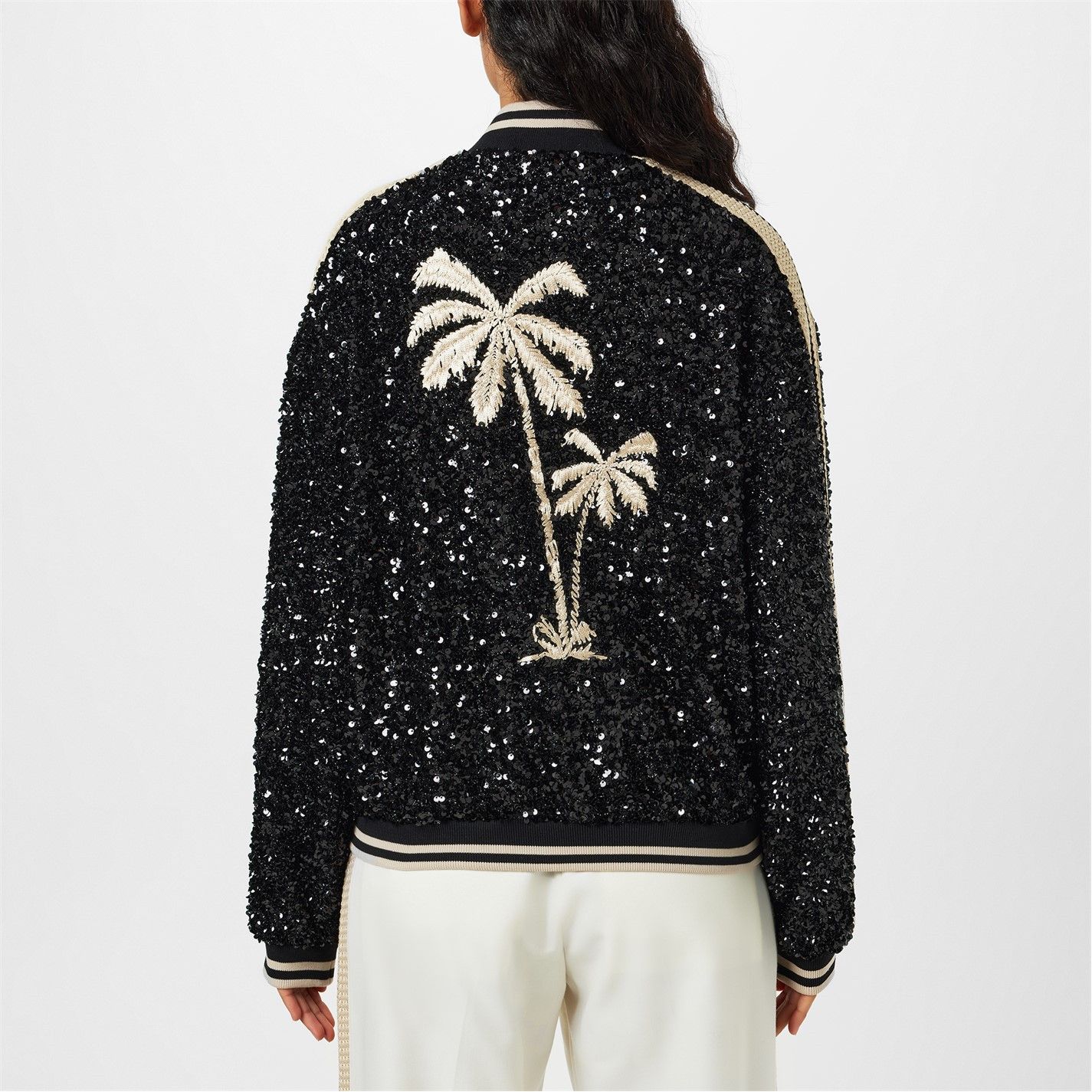 Palm Angels o1g2r1mq0325 Soiree Sequined Bomber Jacket Size M / US 6-8 / IT 42-44 - 5 Thumbnail
