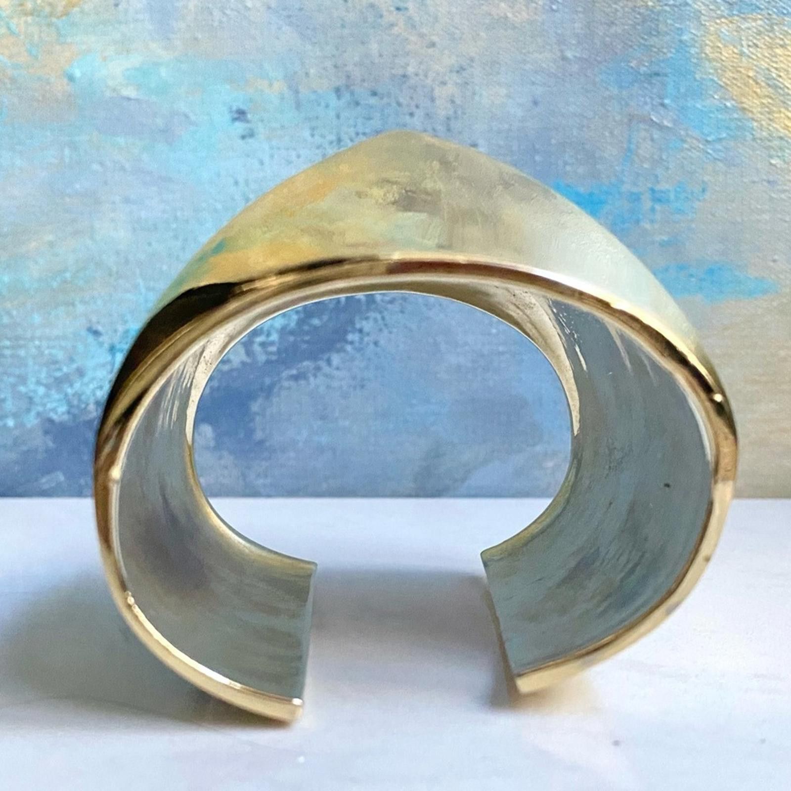 St. John Vintage St John Wide Pyramid Gold Cuff Bracelet 24K Plated Size ONE SIZE - 3 Thumbnail