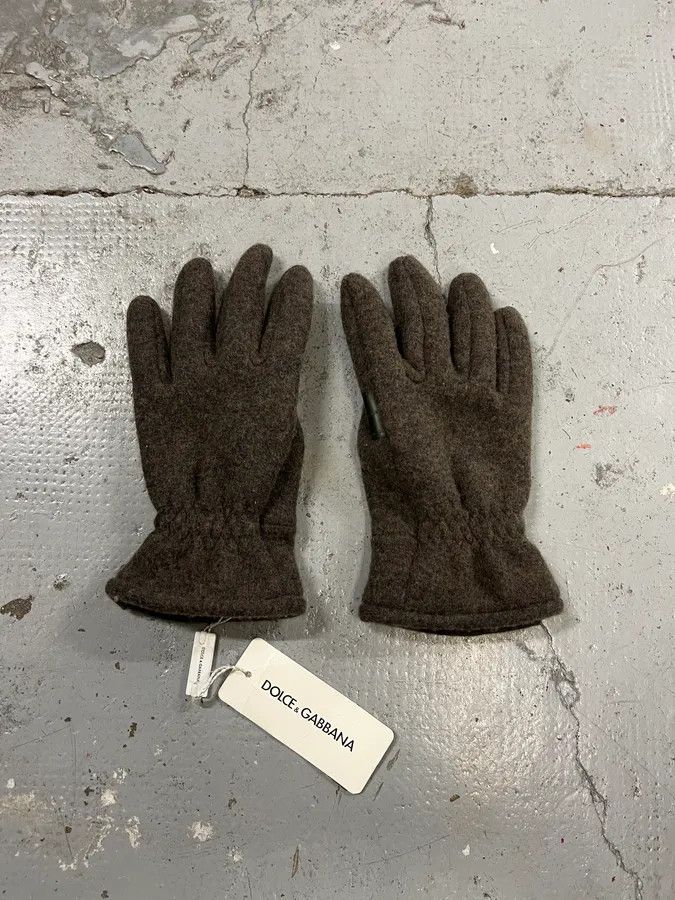 Dolce & Gabbana 2000s Dolce & Gabbana Grey Wool & Leather Gloves Size ONE SIZE - 3 Thumbnail