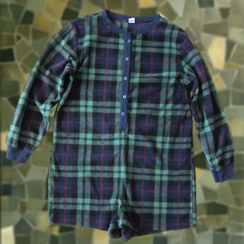 Old Navy Old Navy Romper Jumpsuit Shorts Fleece Button Long Sleeve Plaid Green Red M-L Size M / US 6-8 / IT 42-44 - 1 Thumbnail