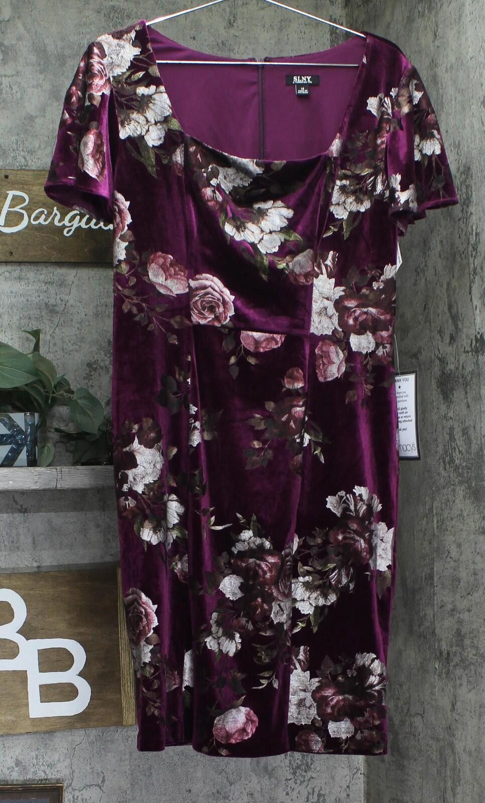 Todd Snyder Nwt Slny Velvet Floral Print Dress Magenta Purple Multi 14 Size XL / US 12-14 / IT 48-50 - 1 Thumbnail
