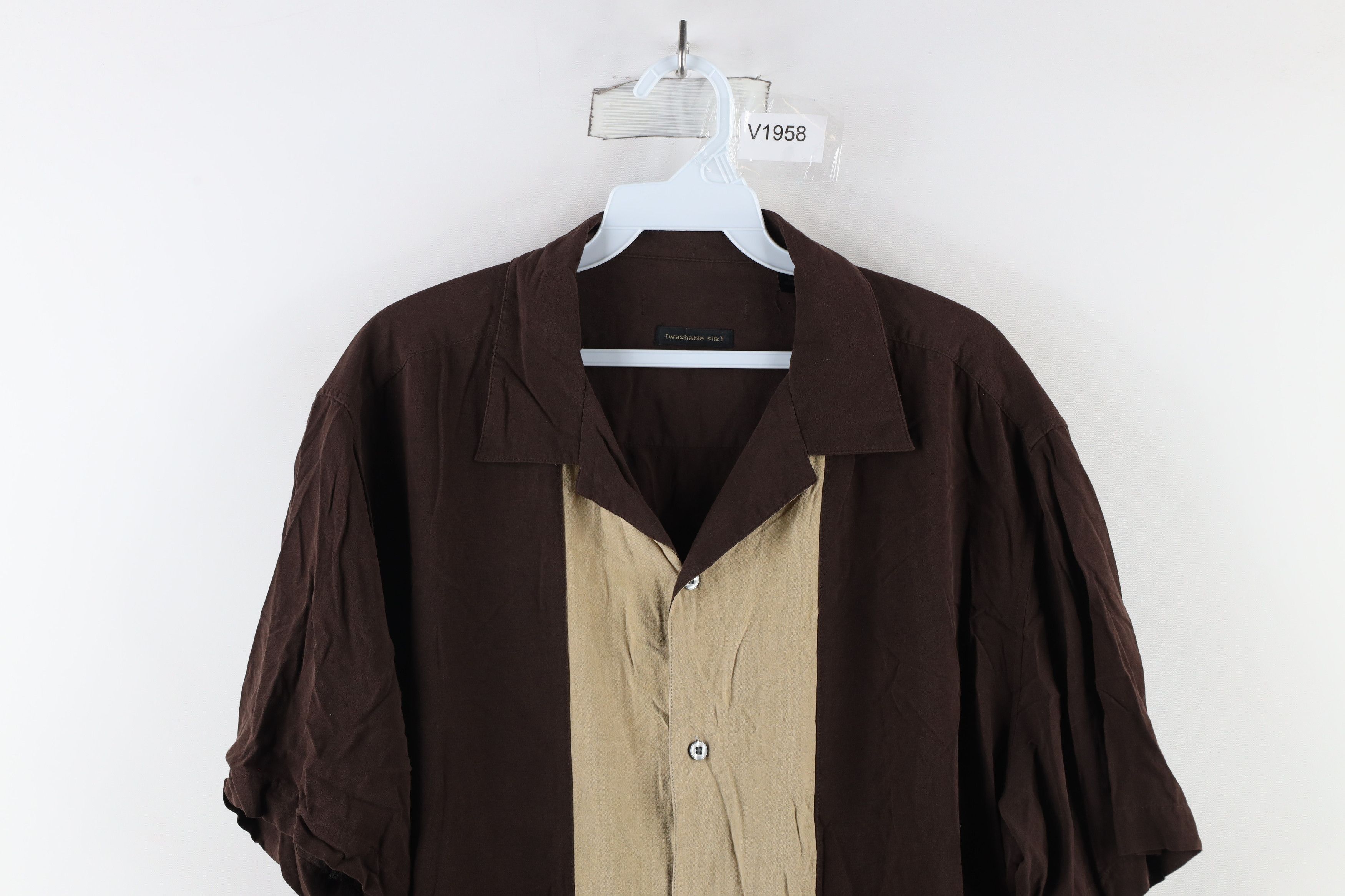 Vintage Vintage 90s Rockabilly Panel Camp Collar Button Shirt Brown Size US XL / EU 56 / 4 - 2 Thumbnail