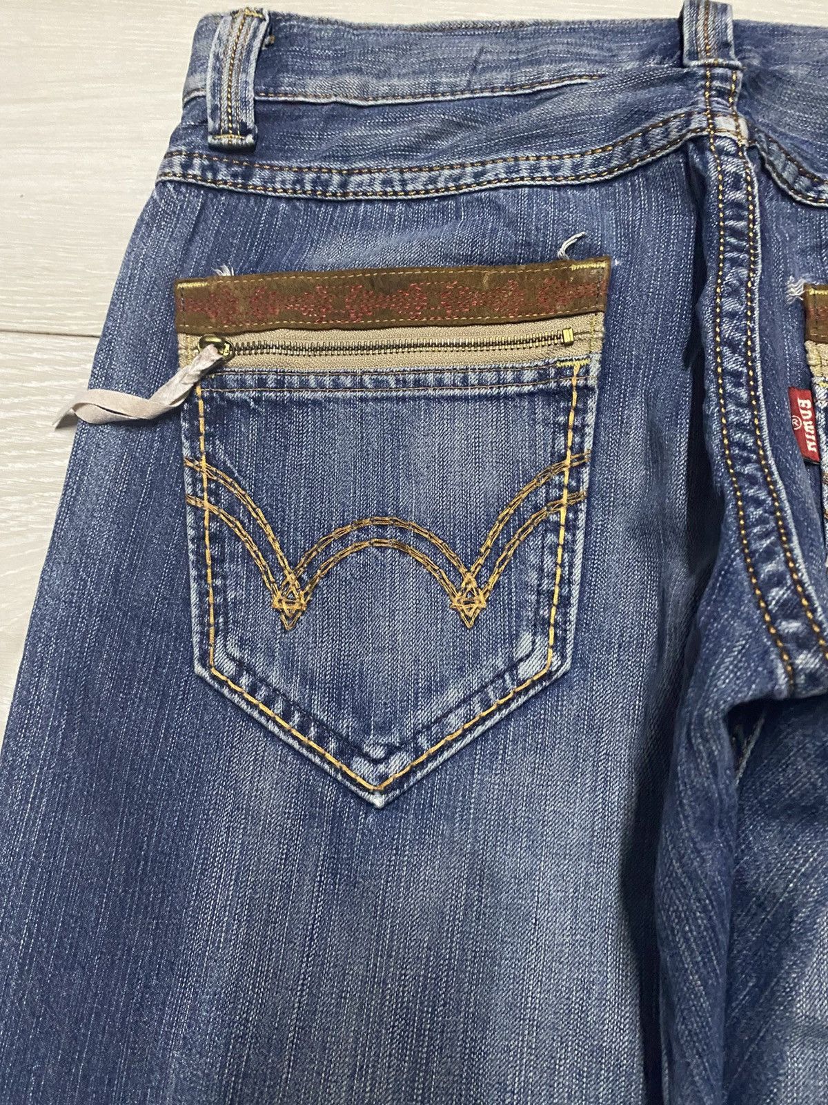 Edwin Vintage Edwin XV Fade Made Wash Distressed Baggy Jeans Size US 35 - 5 Thumbnail