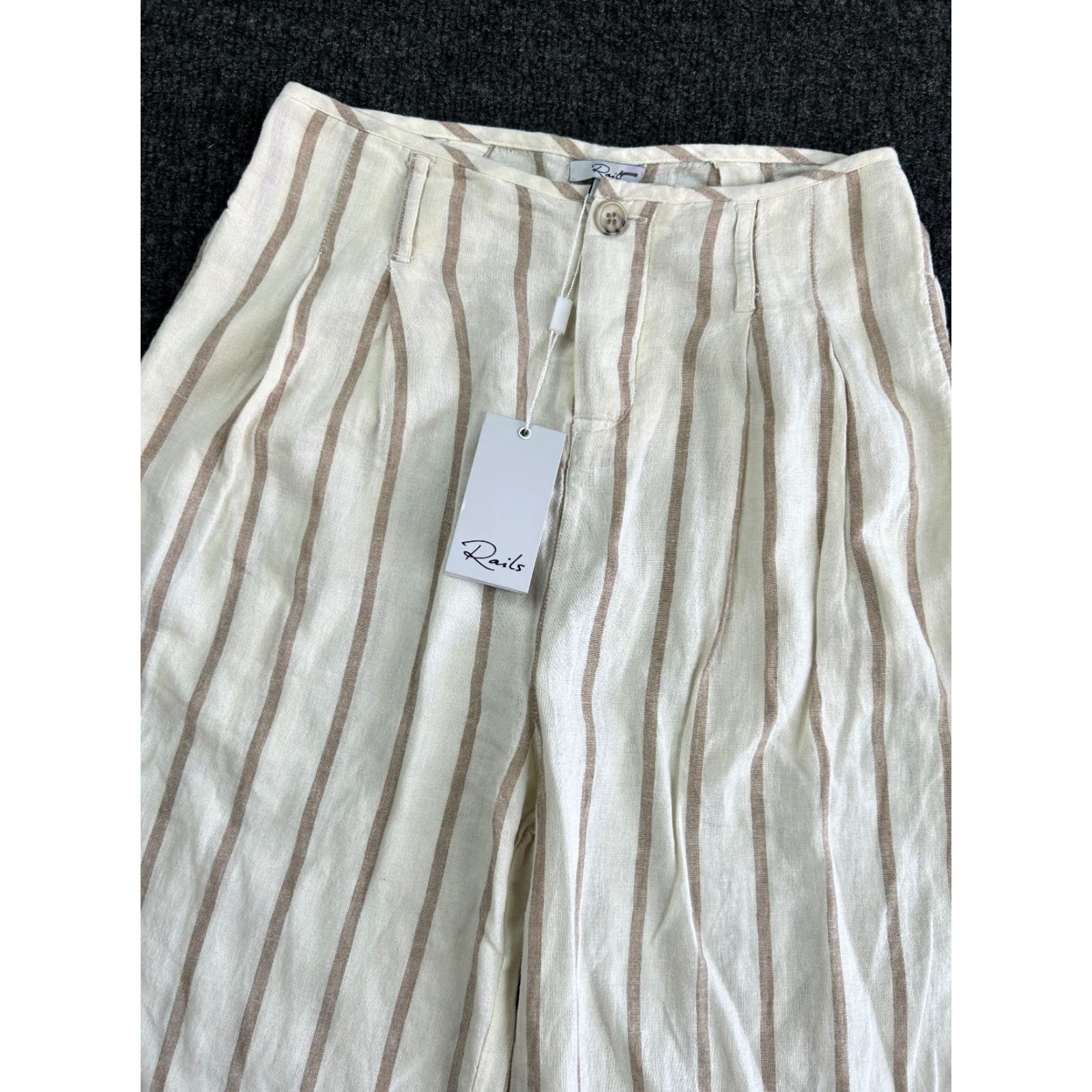 Rails Rails Womens Pants Linen Blend Striped Beige Small Wide Leg NEW Beach Casual Size 28" / US 6 / IT 42 - 2 Thumbnail