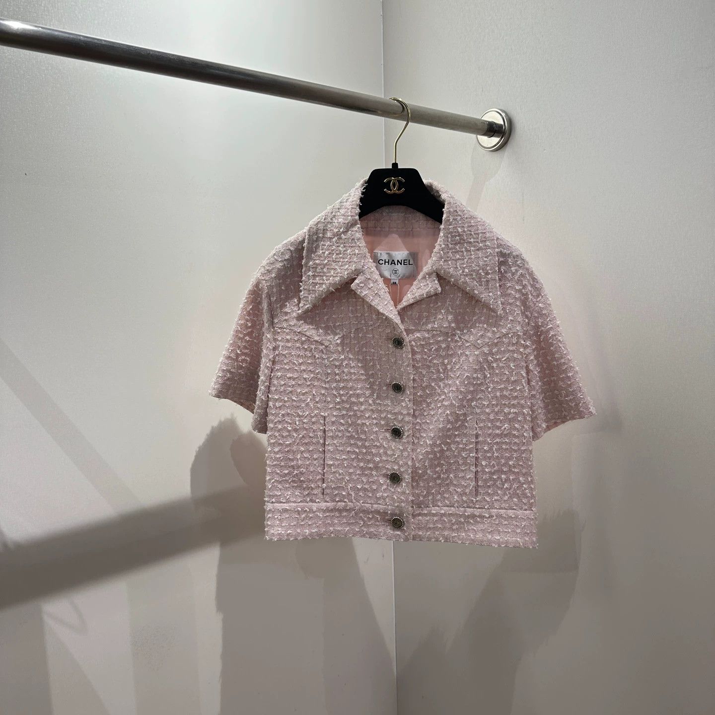 Chanel Chanel may801 24p Pink Tweed Short-Sleeve Jacket Women's 38 Size S / US 4 / IT 40 - 1 Thumbnail