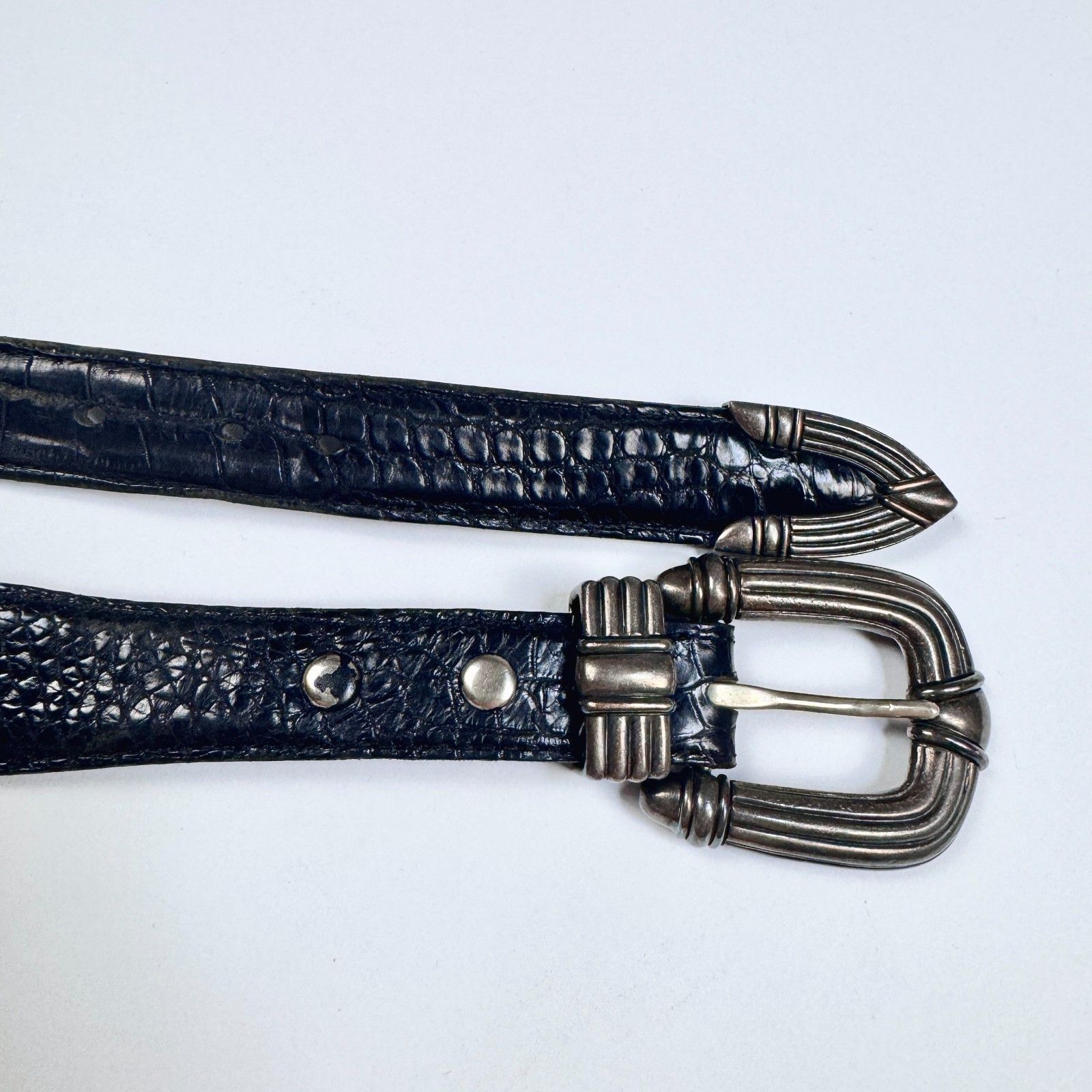 Sterling Silver Douglas Magnus Sterling 14k Gold Buckle Alligator Belt Size ONE SIZE - 4 Thumbnail
