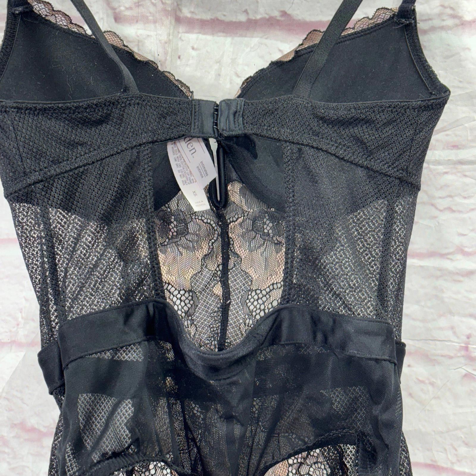 Alden Auden XS Black Floral Lace Mesh Underwire Bodysuit Lingerie Size XS / US 0-2 / IT 36-38 - 8 Thumbnail