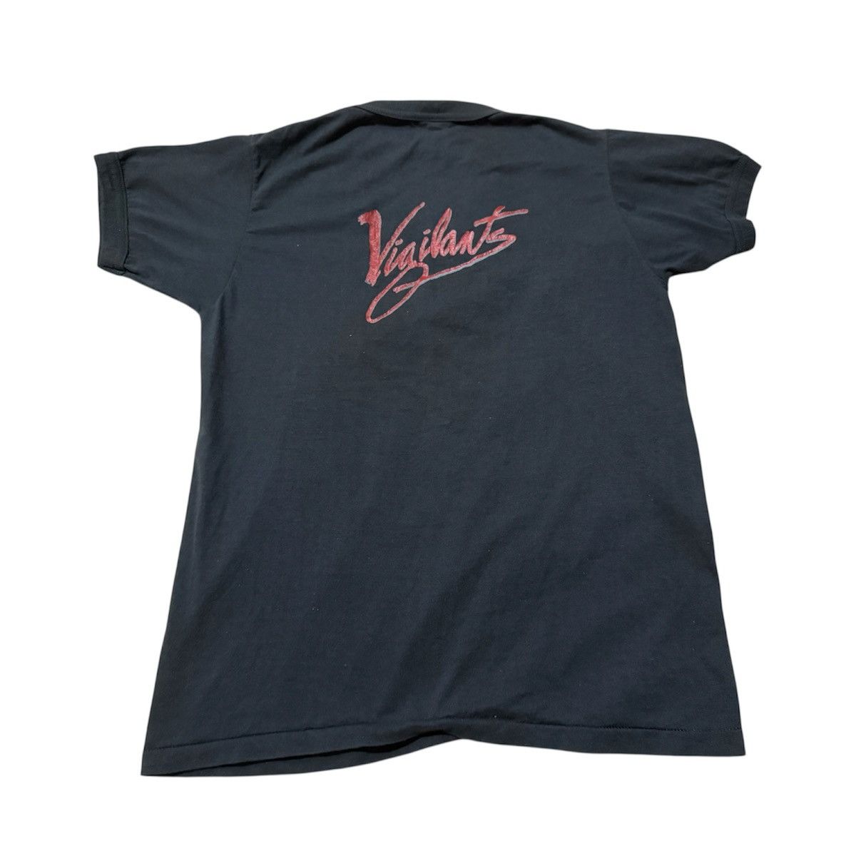 Band Tees × Vintage Vintage 80s Vigilants Run for Cover Ringer Shirt Size US M / EU 48-50 / 2 - 2 Thumbnail