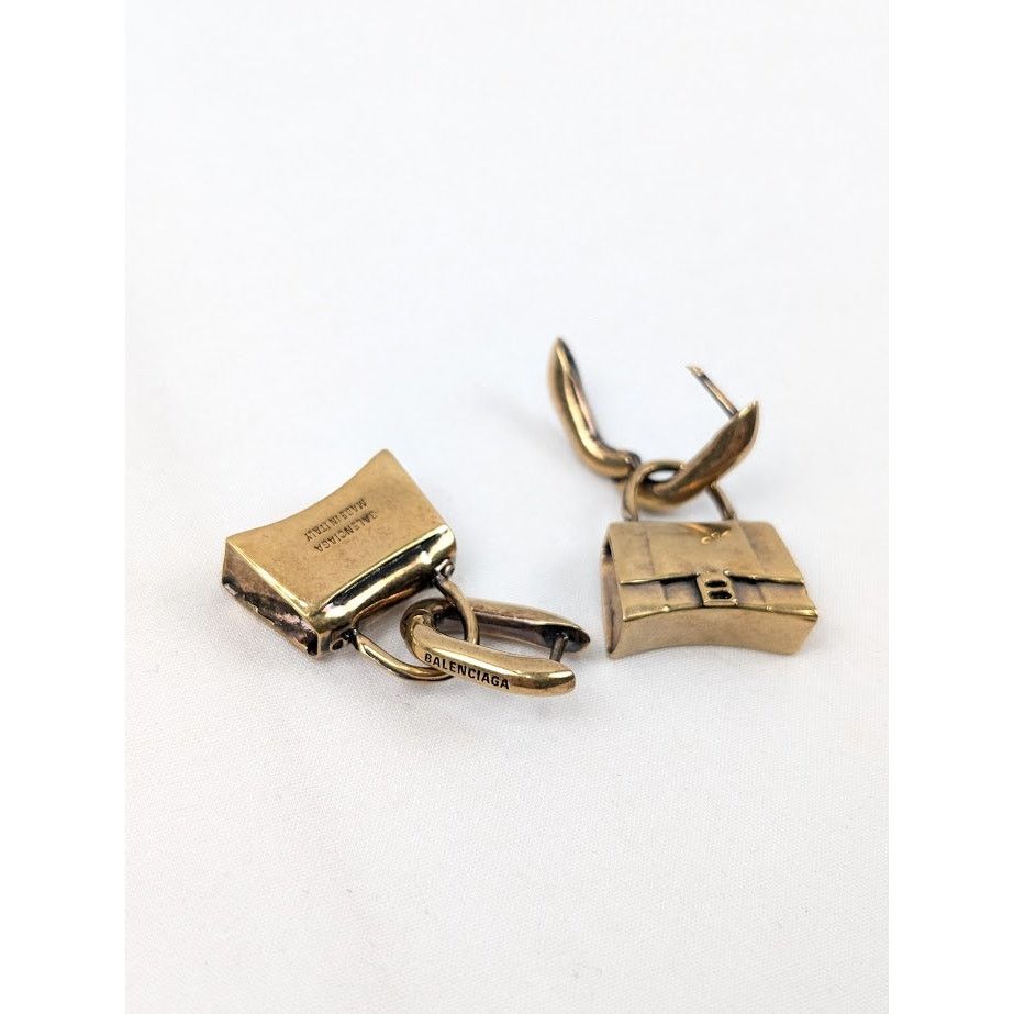 Balenciaga o1rshd1 Size: OS / Bag Earrings Bronze & Brass Antique Gold Size ONE SIZE - 8 Thumbnail