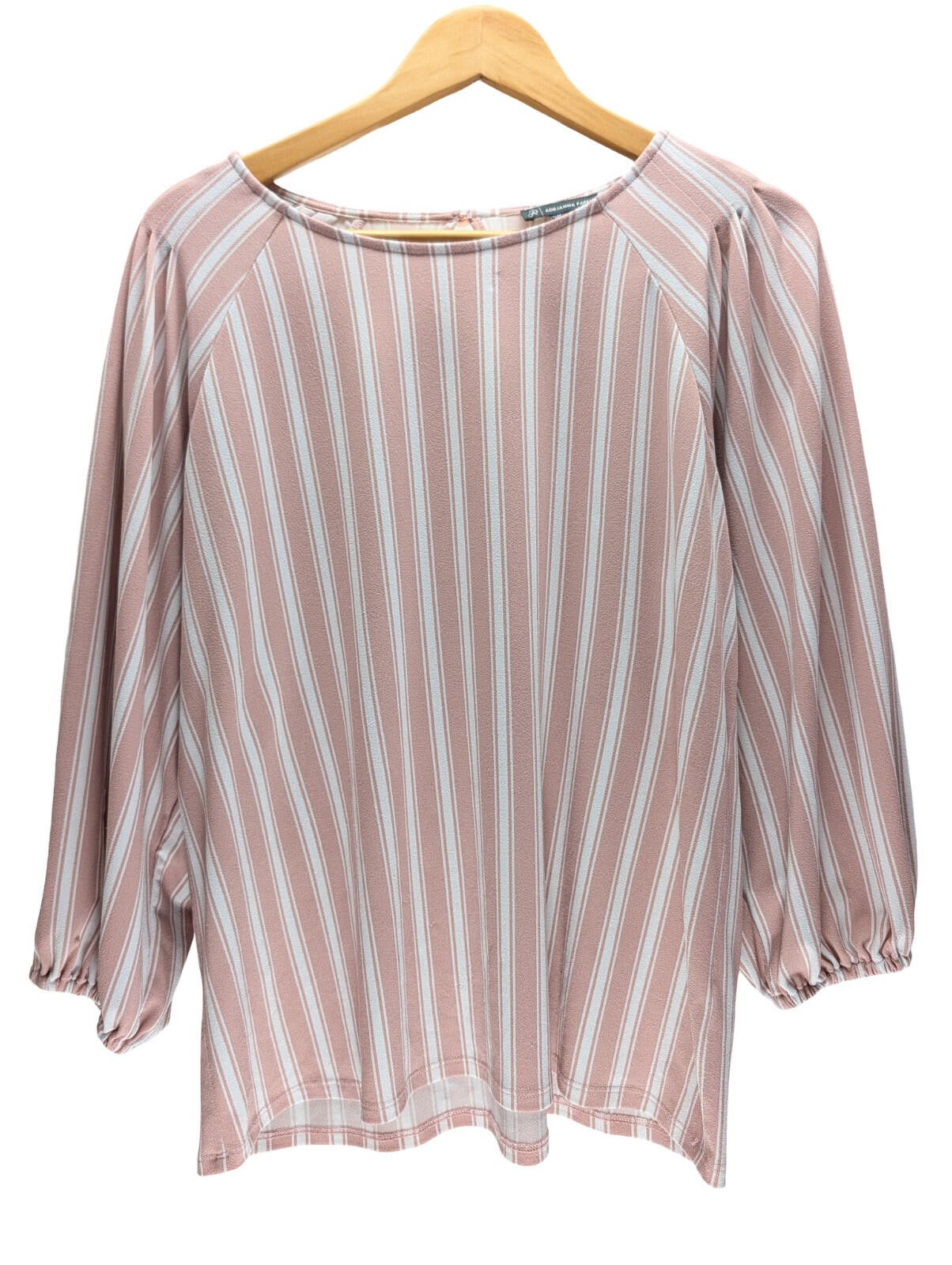 Other Adrianna Papell Long Sleeve Blush Pink White Stripe Blouse Size M / US 6-8 / IT 42-44 - 1 Thumbnail
