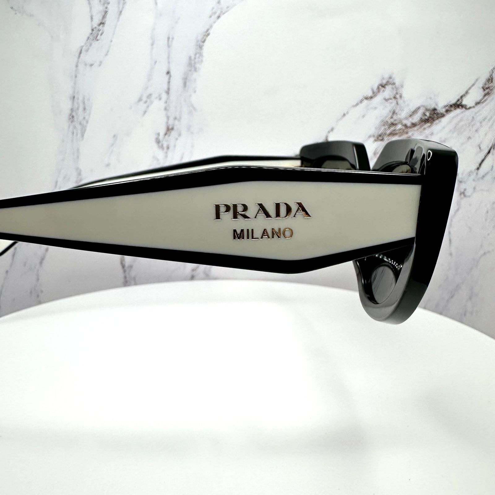 Prada New PRADA Sunglasses Black White Gold Symbole Oval Cat Eye Size ONE SIZE - 19 Thumbnail