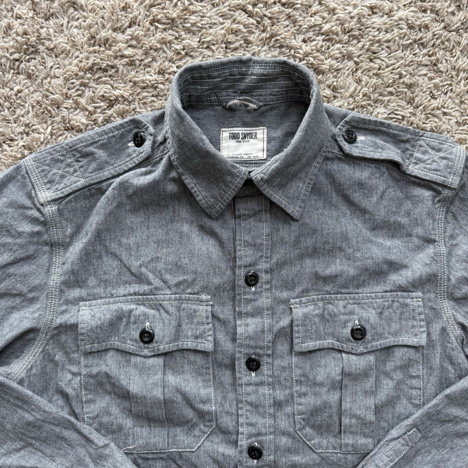 Todd Snyder Todd Snyder Shirt Grey Chambray Military Epaulettes Roll Tab Size US S / EU 44-46 / 1 - 2 Thumbnail