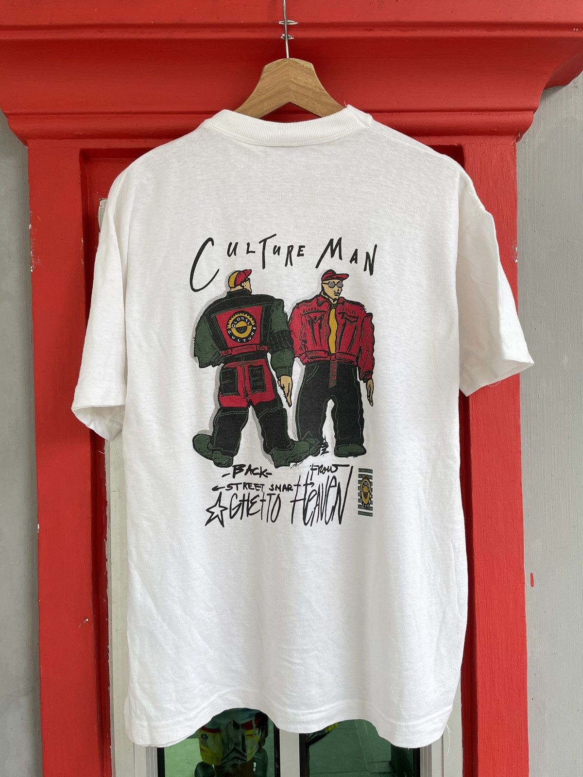 image of Vintage 90's Global Culture " Culture Man" Tshirt in White, Men's (Size Medium)