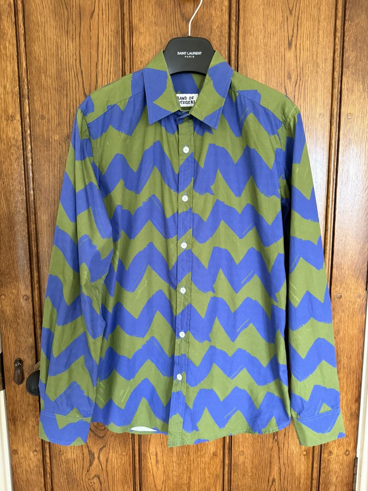 Band Of Outsiders Band of Outsiders blue green squiggle logo shirt Size US M / EU 48-50 / 2 - 1 Thumbnail