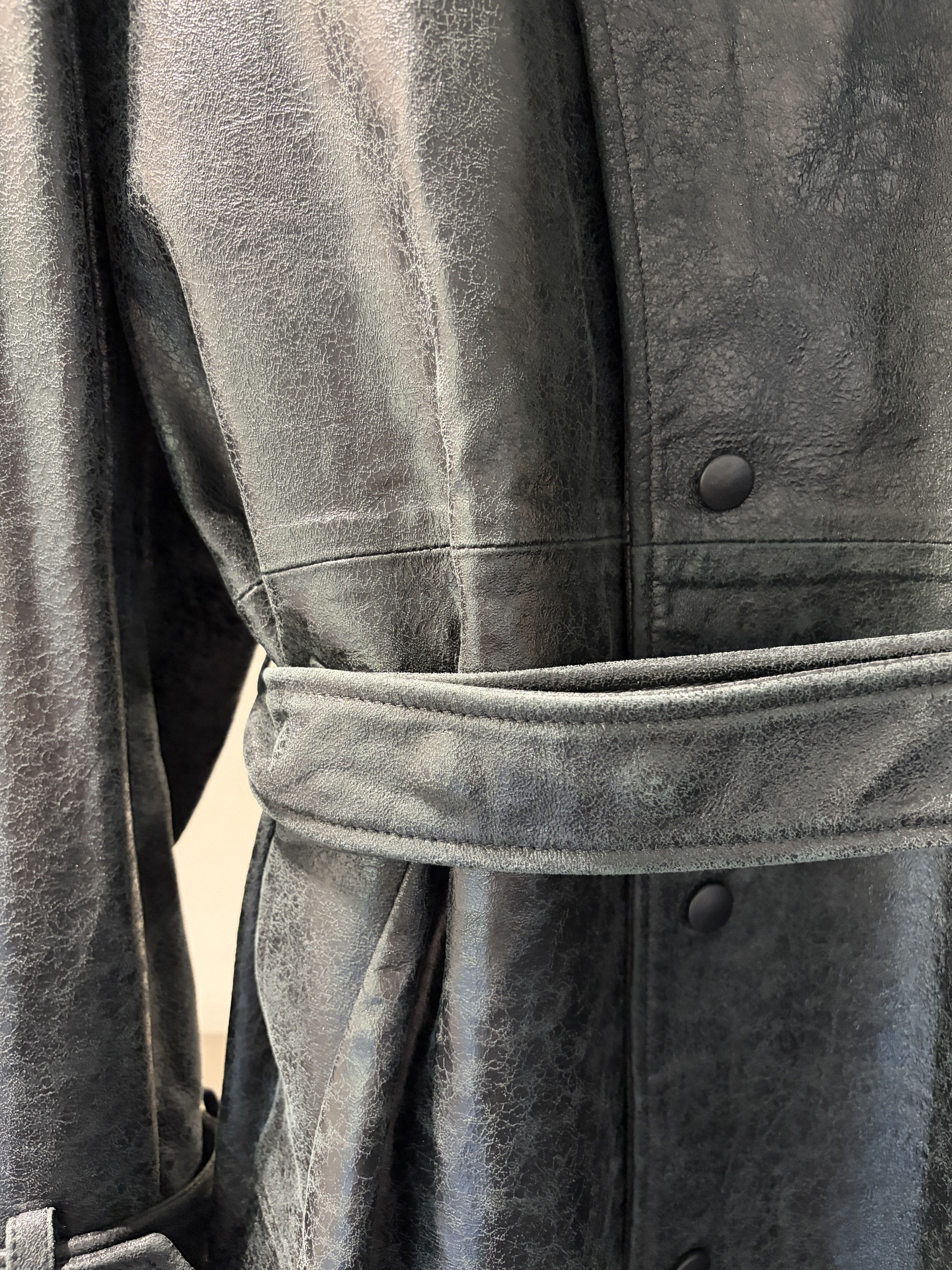 424 424 Paper Effect Distressed Leather Trench Coat Size US S / EU 44-46 / 1 - 7 Thumbnail