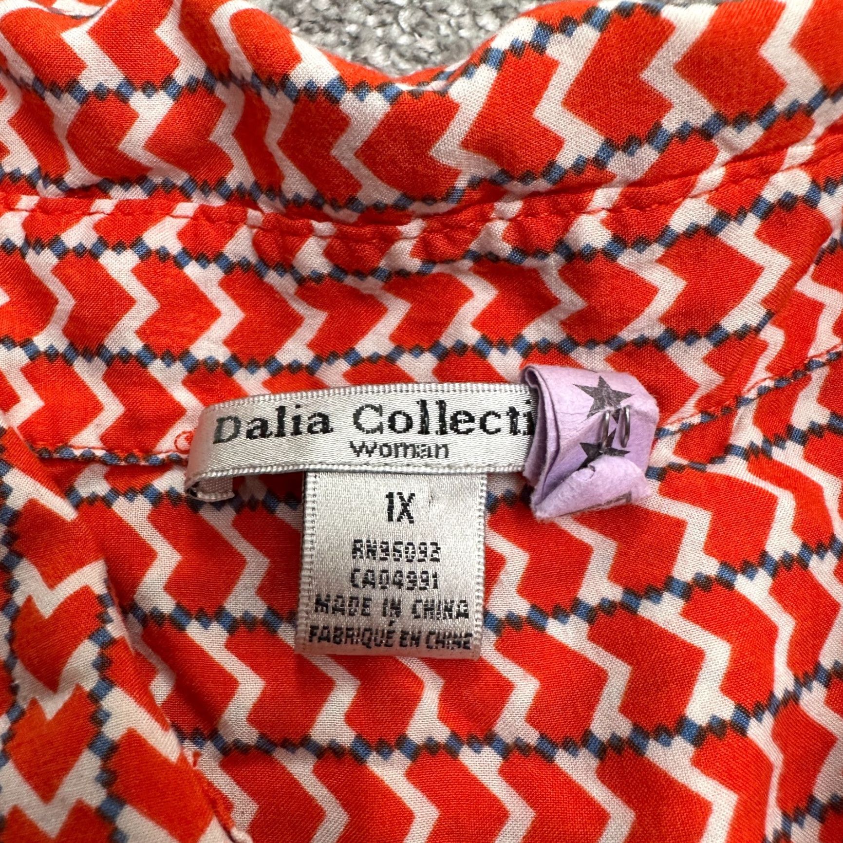 Vintage Dalia Shirt Women 1X Red Geometric Long Sleeve Button-Up Tunic Plus Womens Size XL / US 12-14 / IT 48-50 - 4 Thumbnail