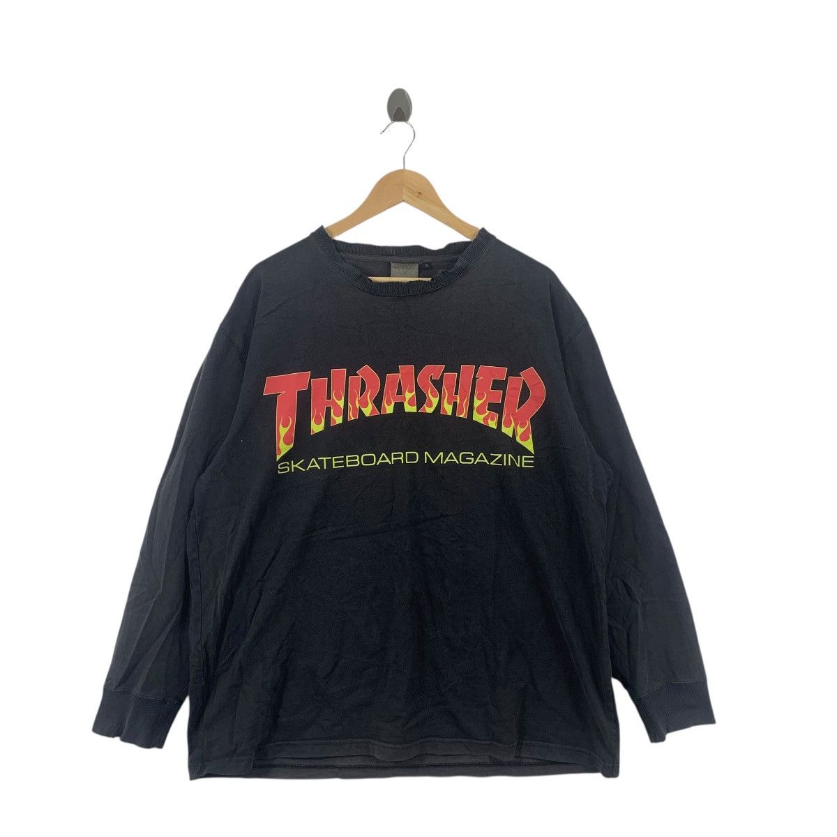 Thrasher Vintage THRASHER MAGAZINE SKATEBOARD Flame Tee Shirt Top Size US XXL / EU 58 / 5 - 1 Thumbnail