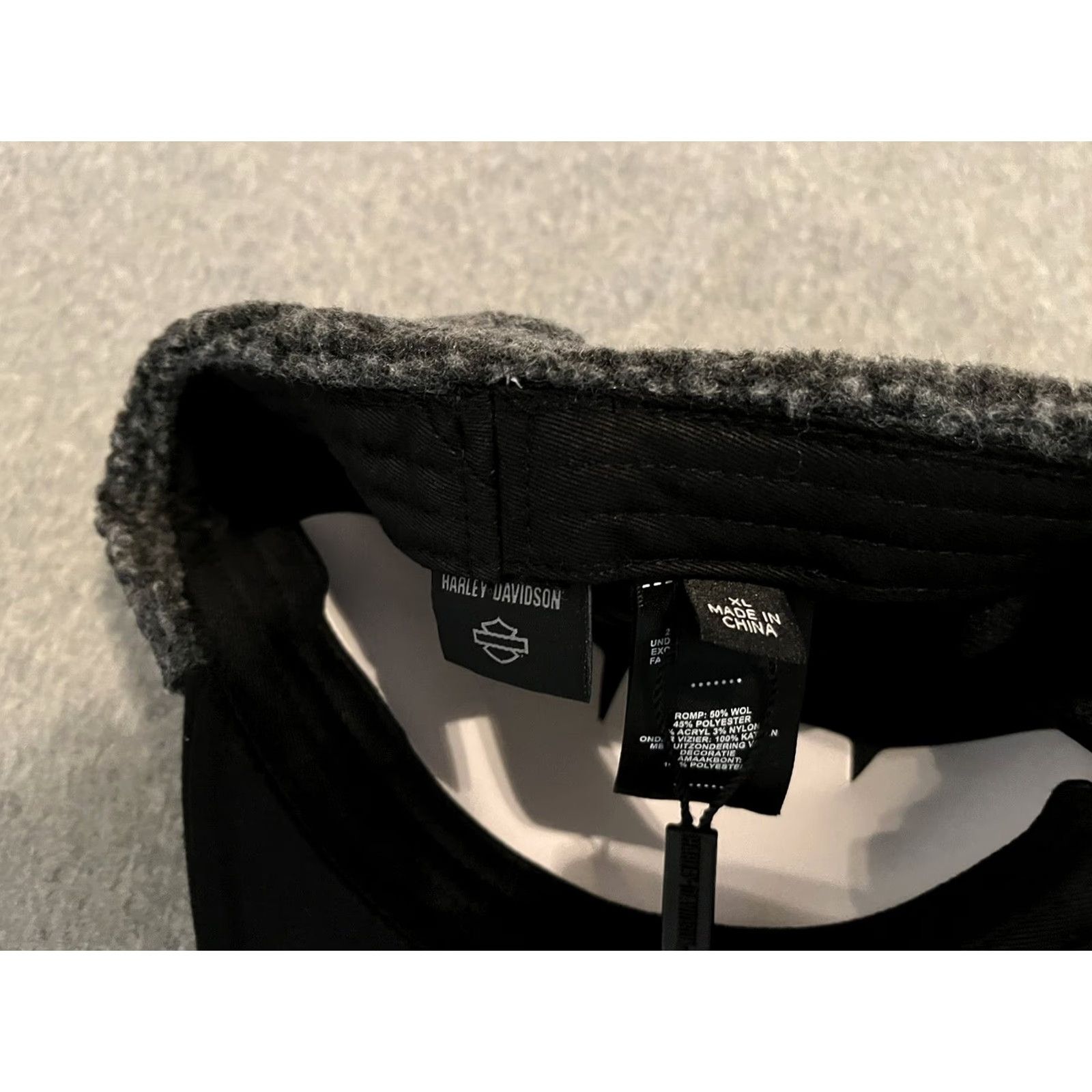 Harley Davidson Harley-Davidson Hat Cap Ear Flap Fitted 7 1/2 XL Black Brand New Men Wool Polyester Skull Willie G Cap Style Size ONE SIZE - 6 Thumbnail