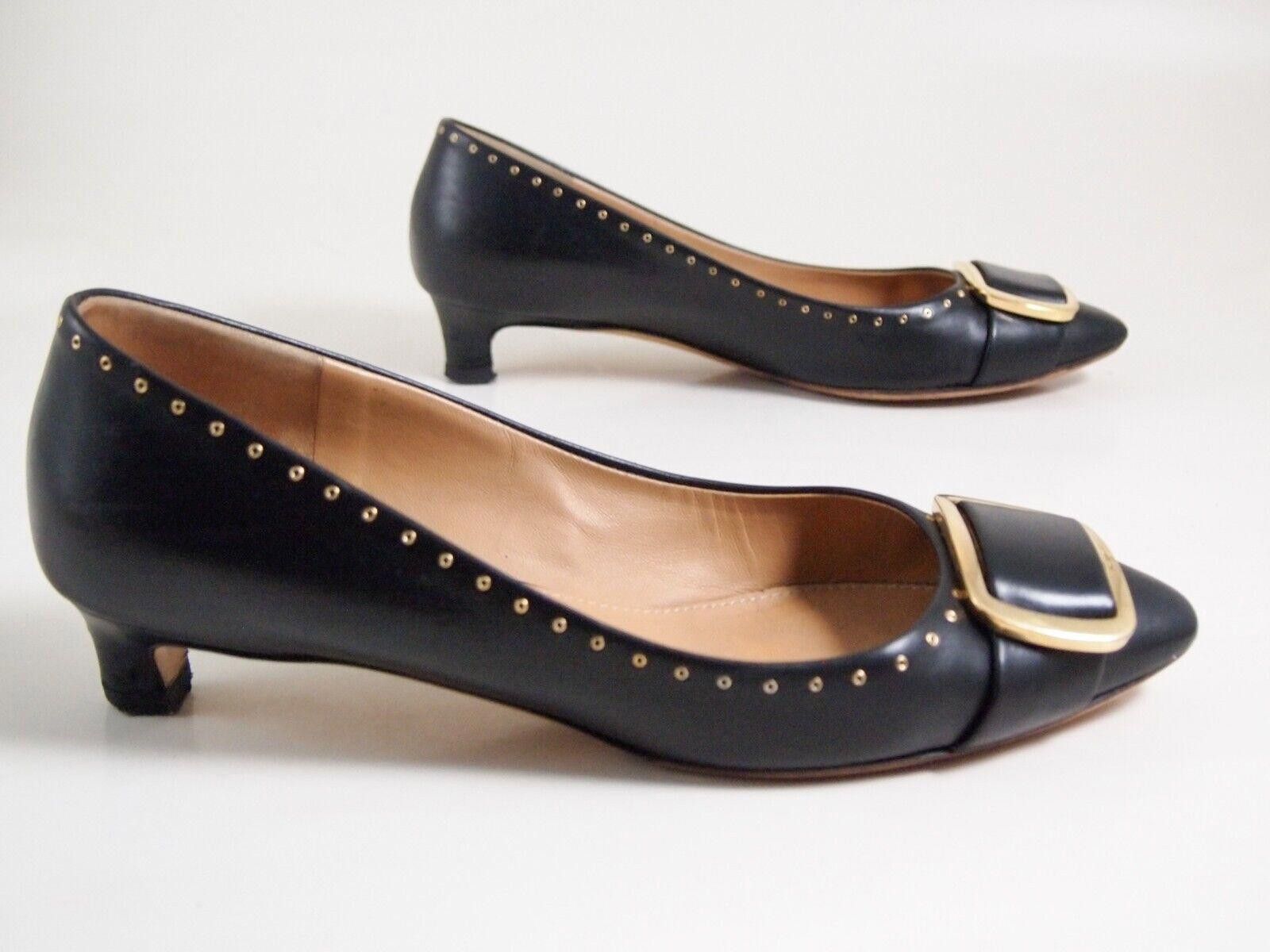 Salvatore Ferragamo Ferragamo Pumps Kitten Heel Studded Black Leather US 7 EU 37 Size US 7 / IT 37 - 6 Thumbnail