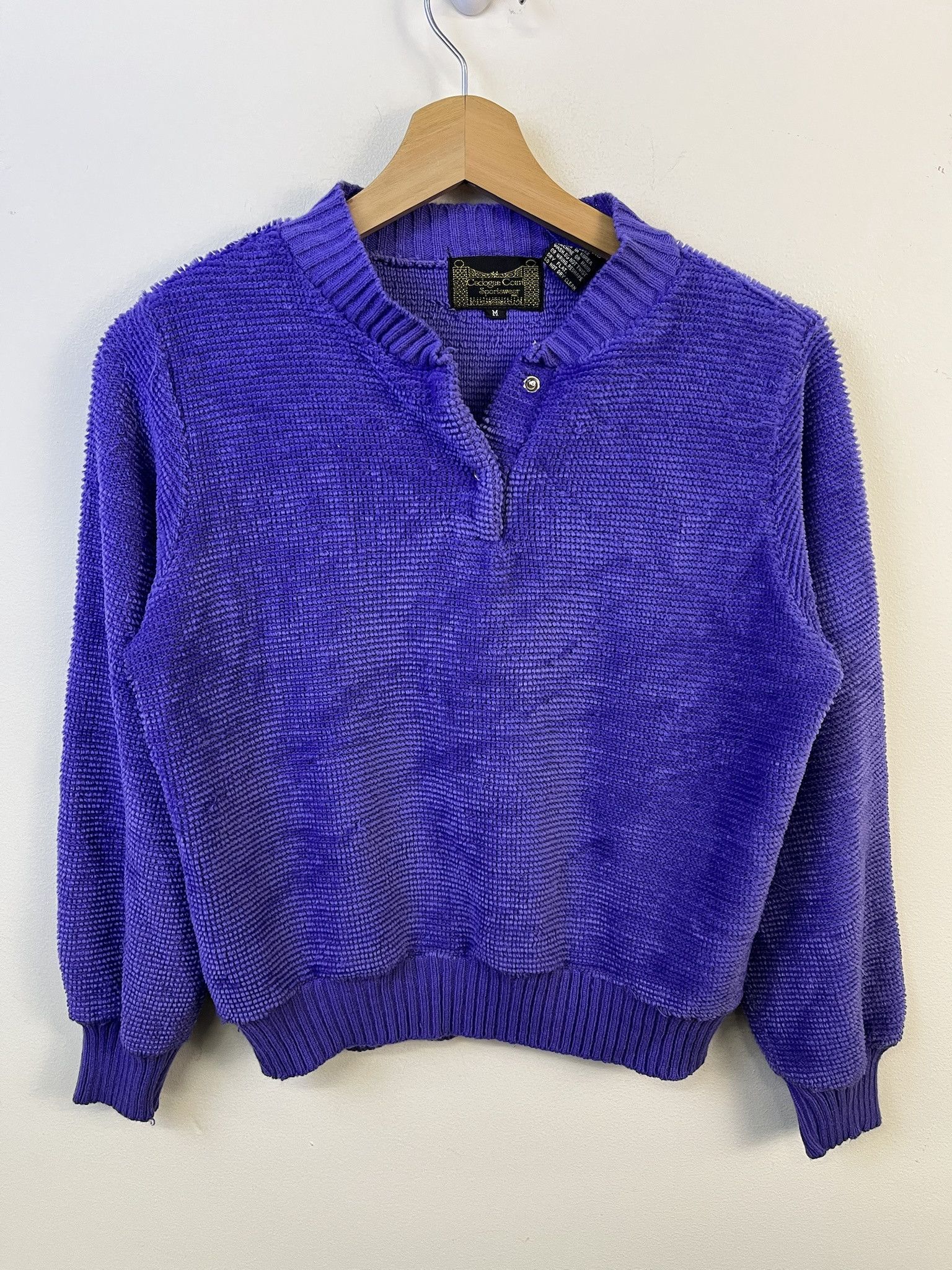 Vintage Vintage Knit Sweater 1990s Thick Knit Cadogan Sport Purple Acrylic Shag Swetaer Size XS Size US XS / EU 42 / 0 - 1 Thumbnail