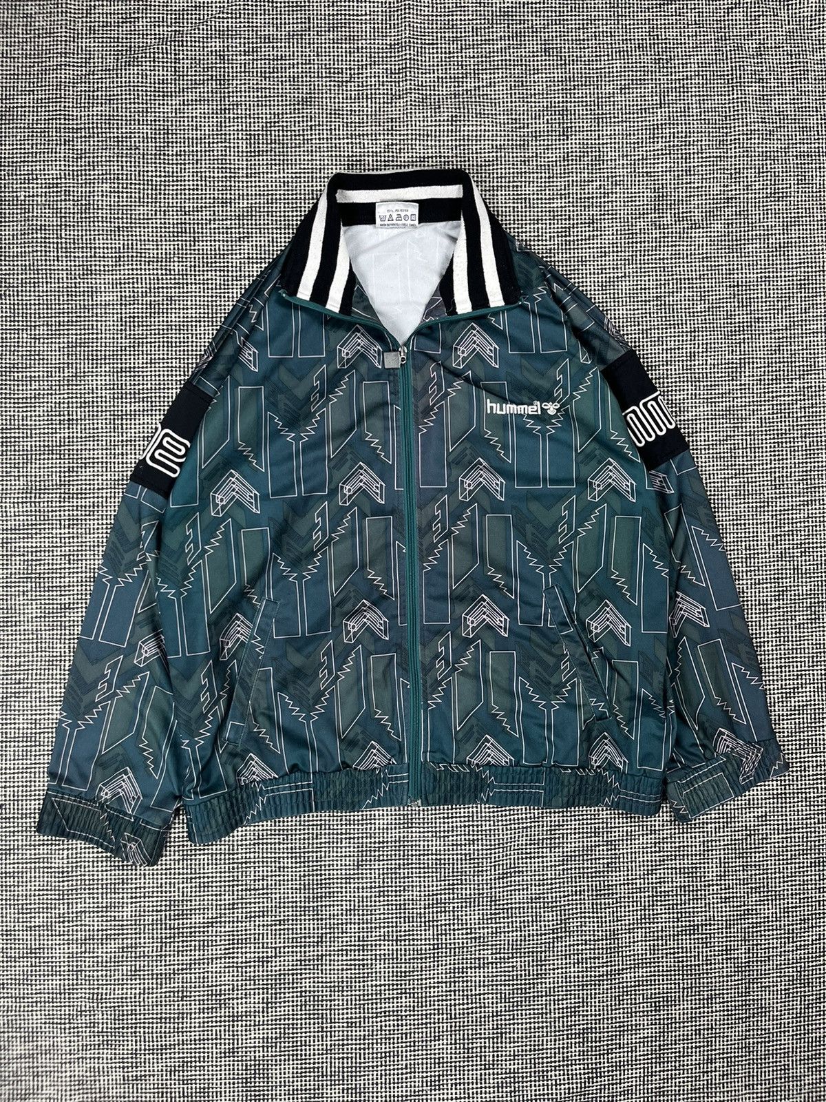 Hummel × Vintage 90s vintage hummel cool pattern zip up sweatshirt blokecore Size US XL / EU 56 / 4 - 2 Thumbnail