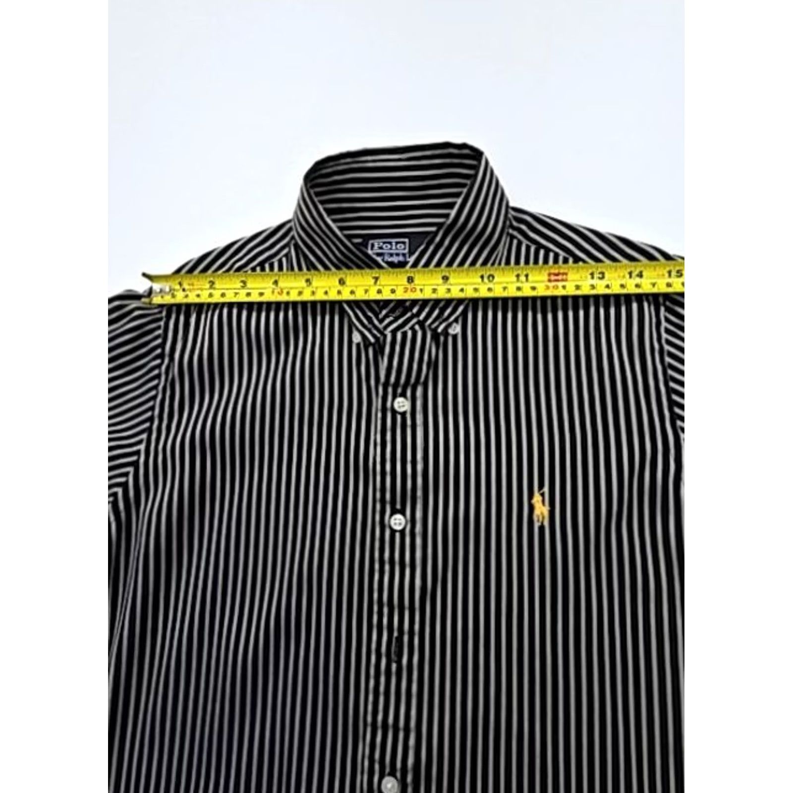 Polo Ralph Lauren Polo Ralph Lauren Dress Shirt Polo by Ralph Lauren Striped Black White Custom Fit Men's S Size 36R - 5 Thumbnail