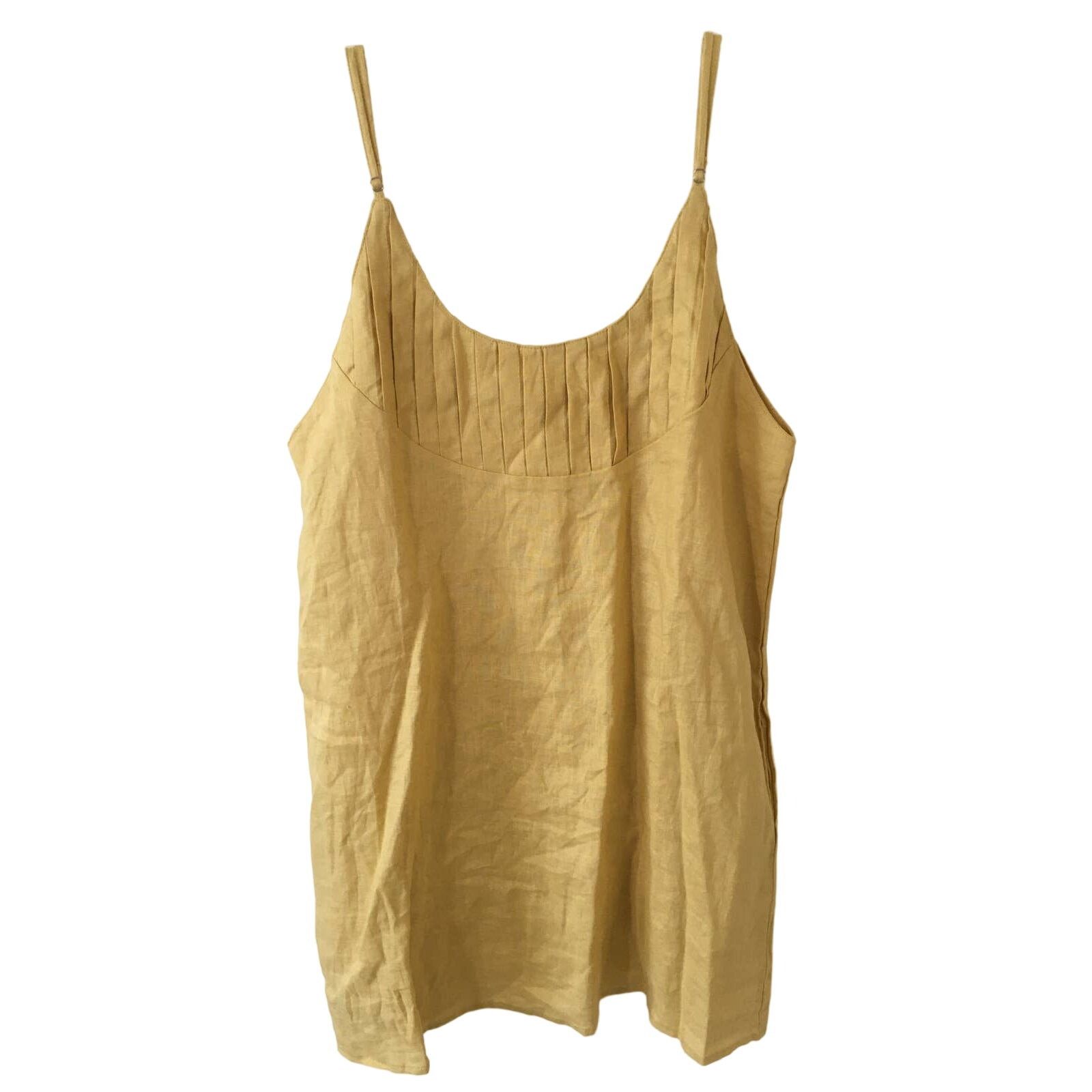 NWT Reset by Jane Large Corn Silk Yellow 100 Flax Mini Dress