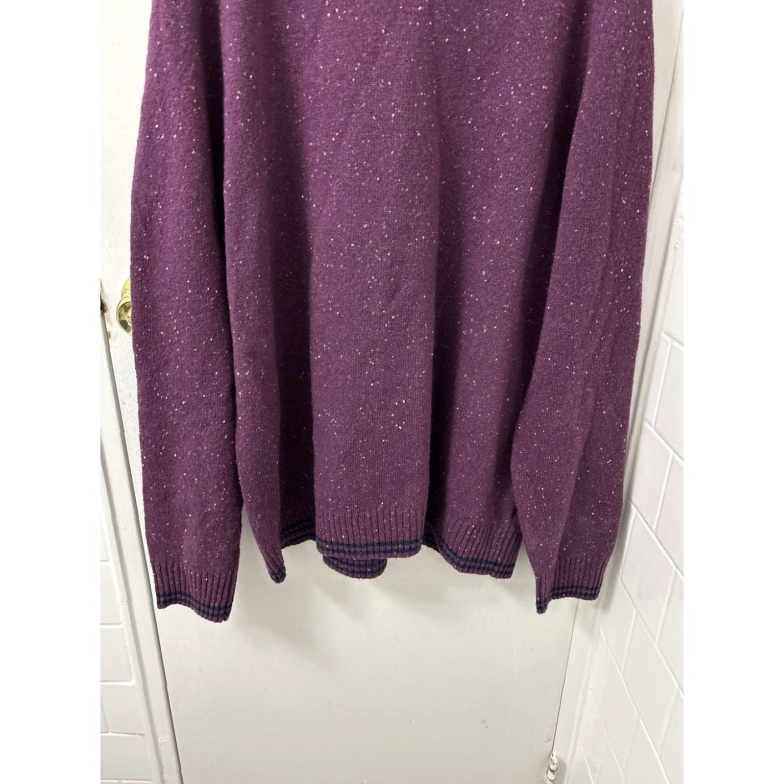 Brooks Brothers Brooks Brothers Sweater Mens XL Purple Lambswool Crewneck Pullover L/S, Tweed, Logo, Regular Fit Size US XL / EU 56 / 4 - 3 Thumbnail