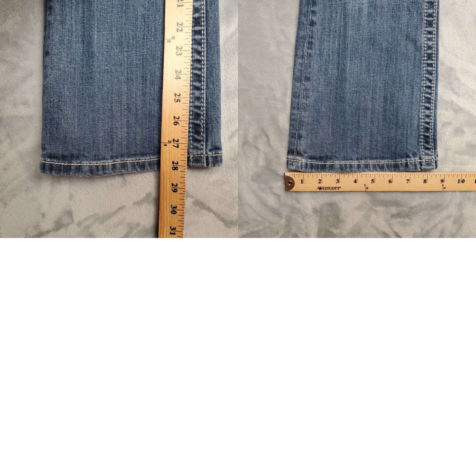 Miss Me VINTAGE MissMe Jeans Womens 27 Faded Whiskered Blue Denim Boot Cut Thick Stitch Cowboy Shirt? Size 27" / US 4 / IT 40 - 9 Thumbnail