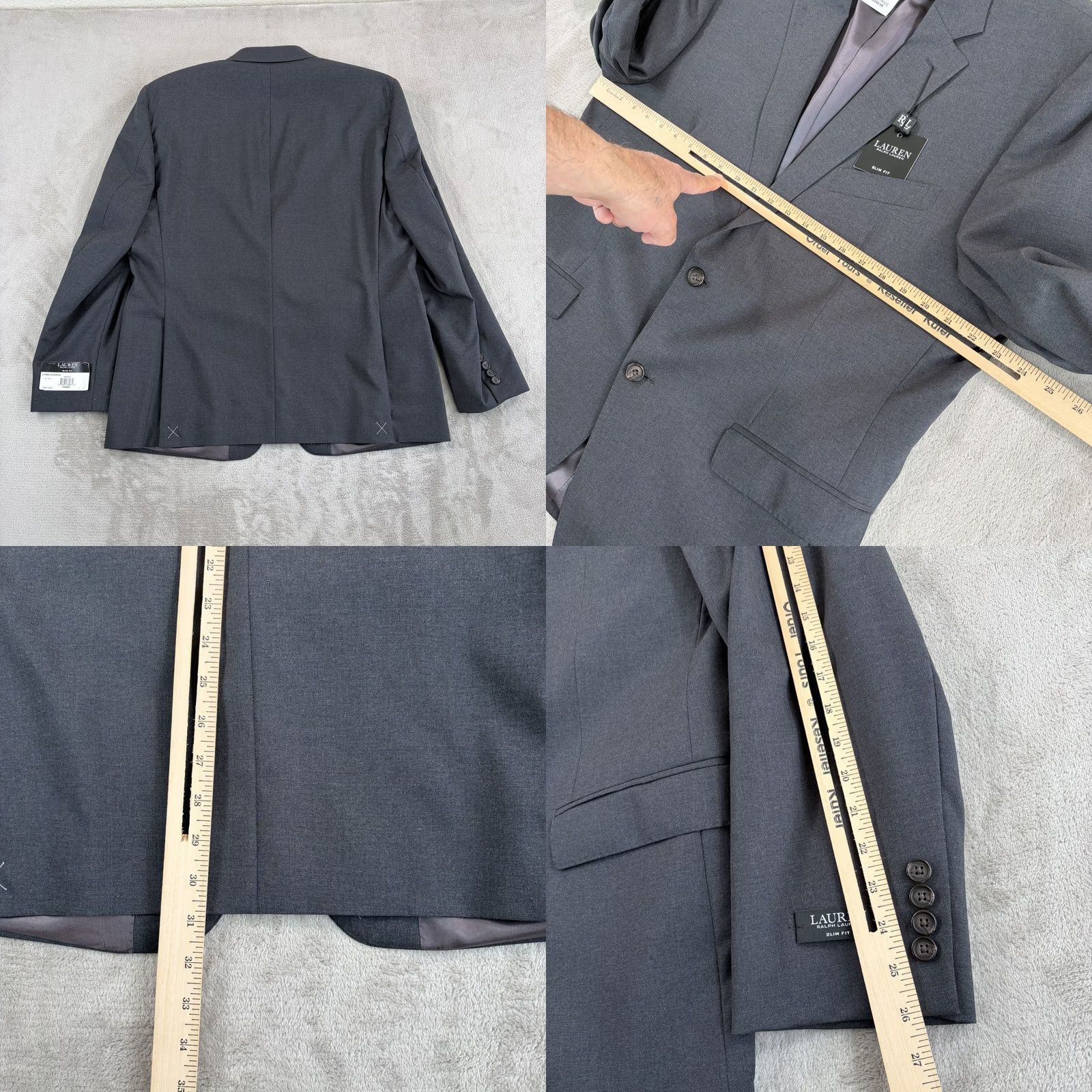 Ralph Lauren Ralph Lauren LRL Slim Fit Suit Men 46R Charcoal Wool 2 Piece Pants 38x30 NWT 60 Size 46R - 8 Thumbnail