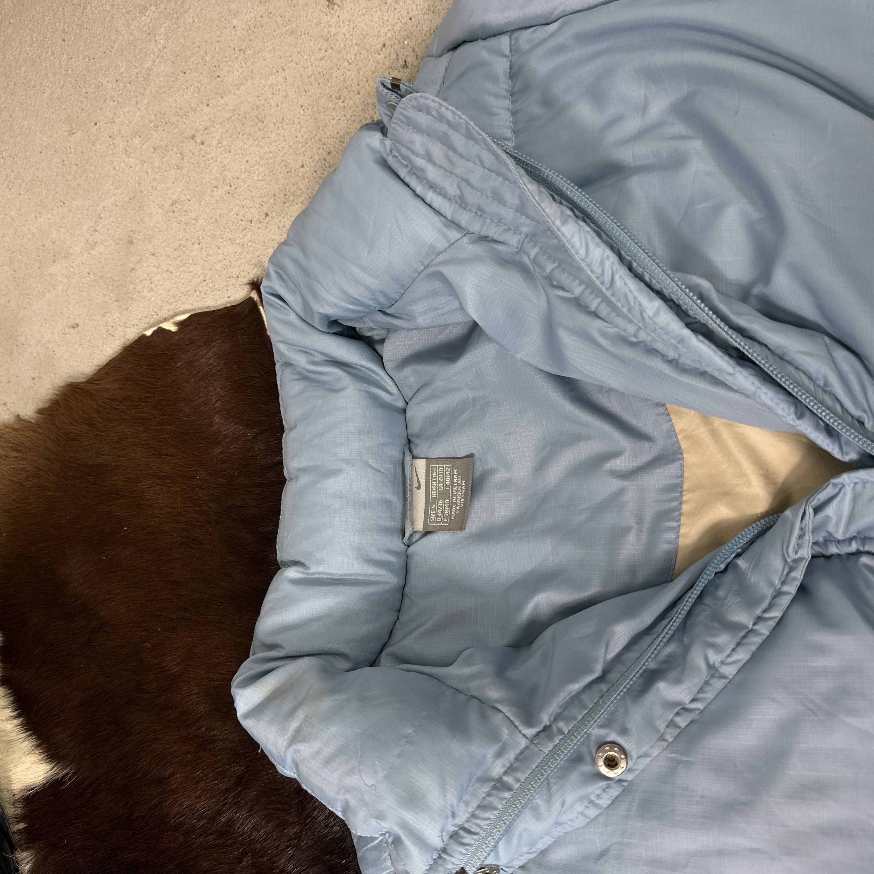 Nike × Vintage Swoosh Puffer Down Jacket Baby Blue Size US S / EU 44-46 / 1 - 5 Thumbnail