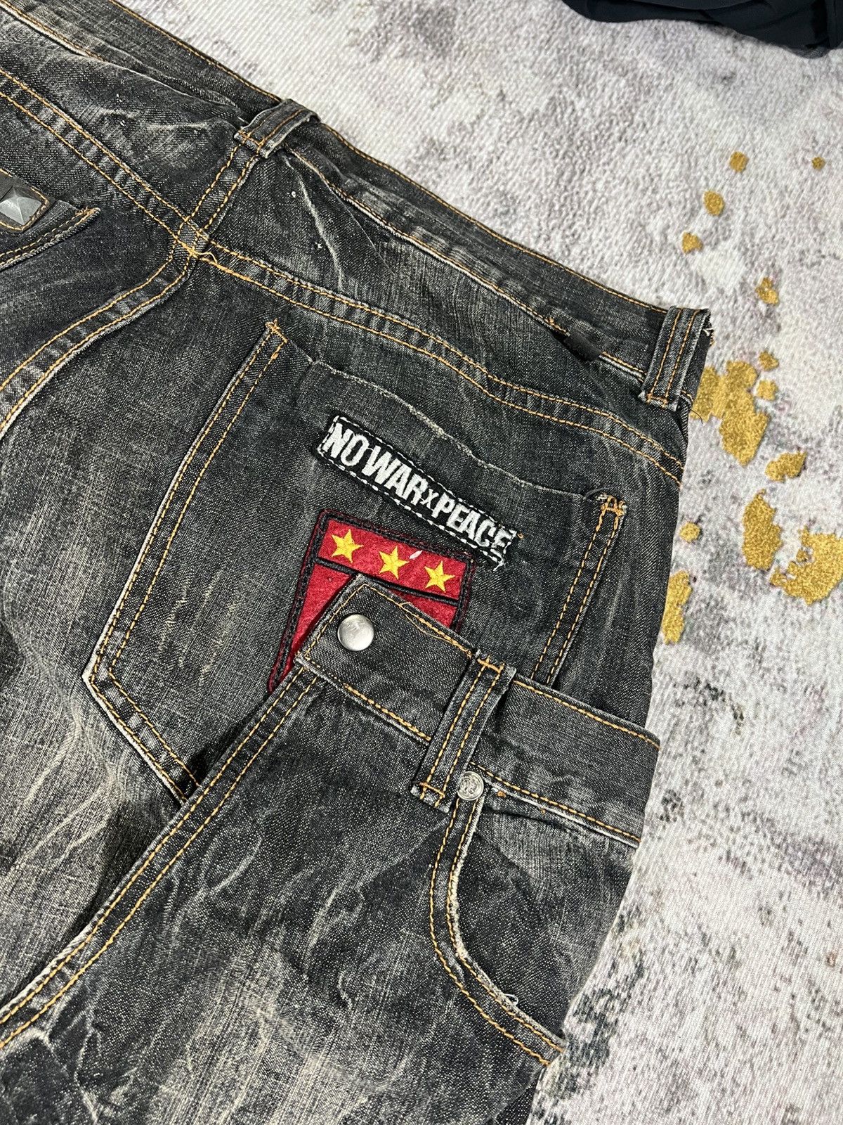 Japanese Brand Vintage Double Waist Punk Revolution Rock Distressed Pants Size US 35 - 14 Thumbnail