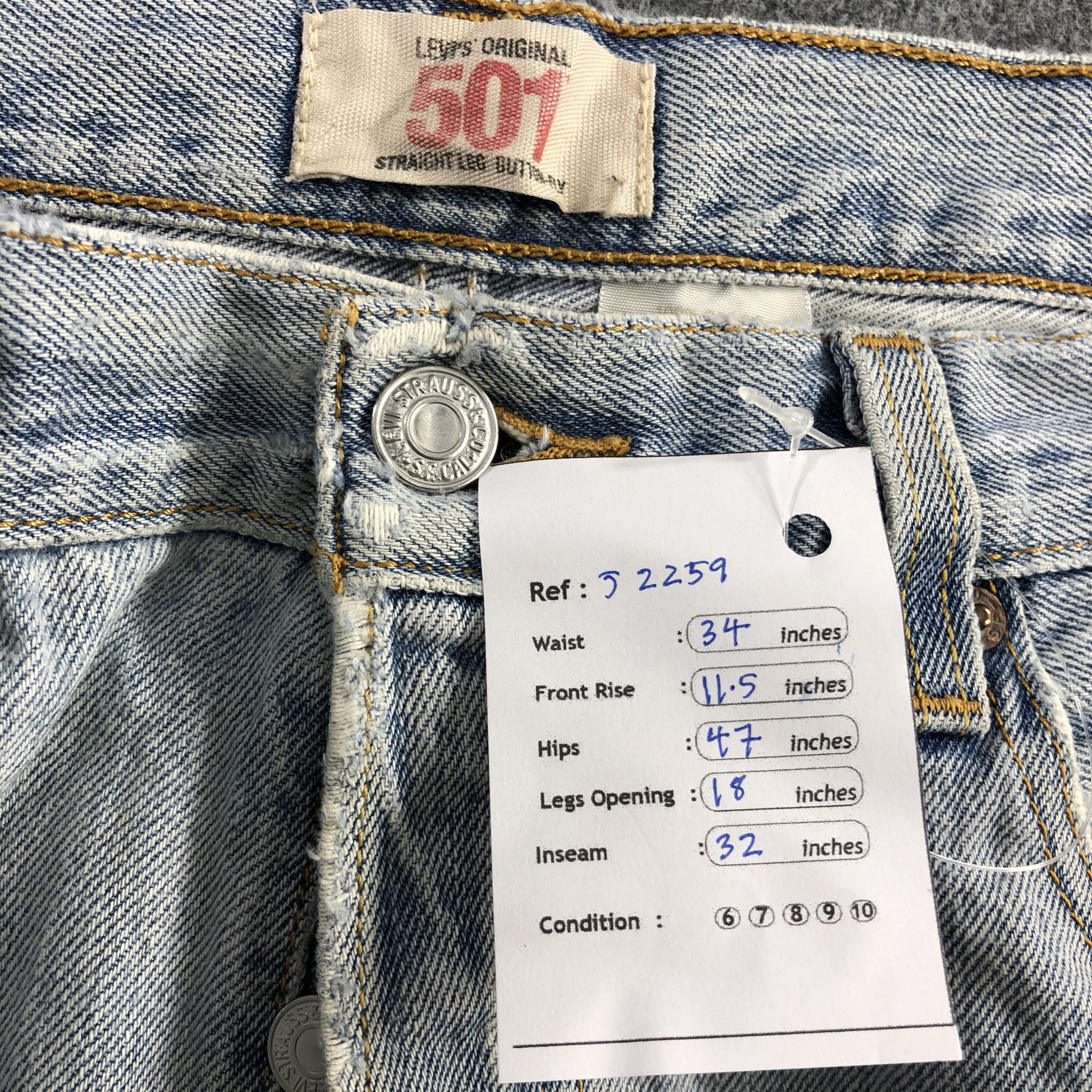 Levi's Vintage Light Wash Levis 501 Jeans-J2259 Size US 34 / EU 50 - 15 Thumbnail