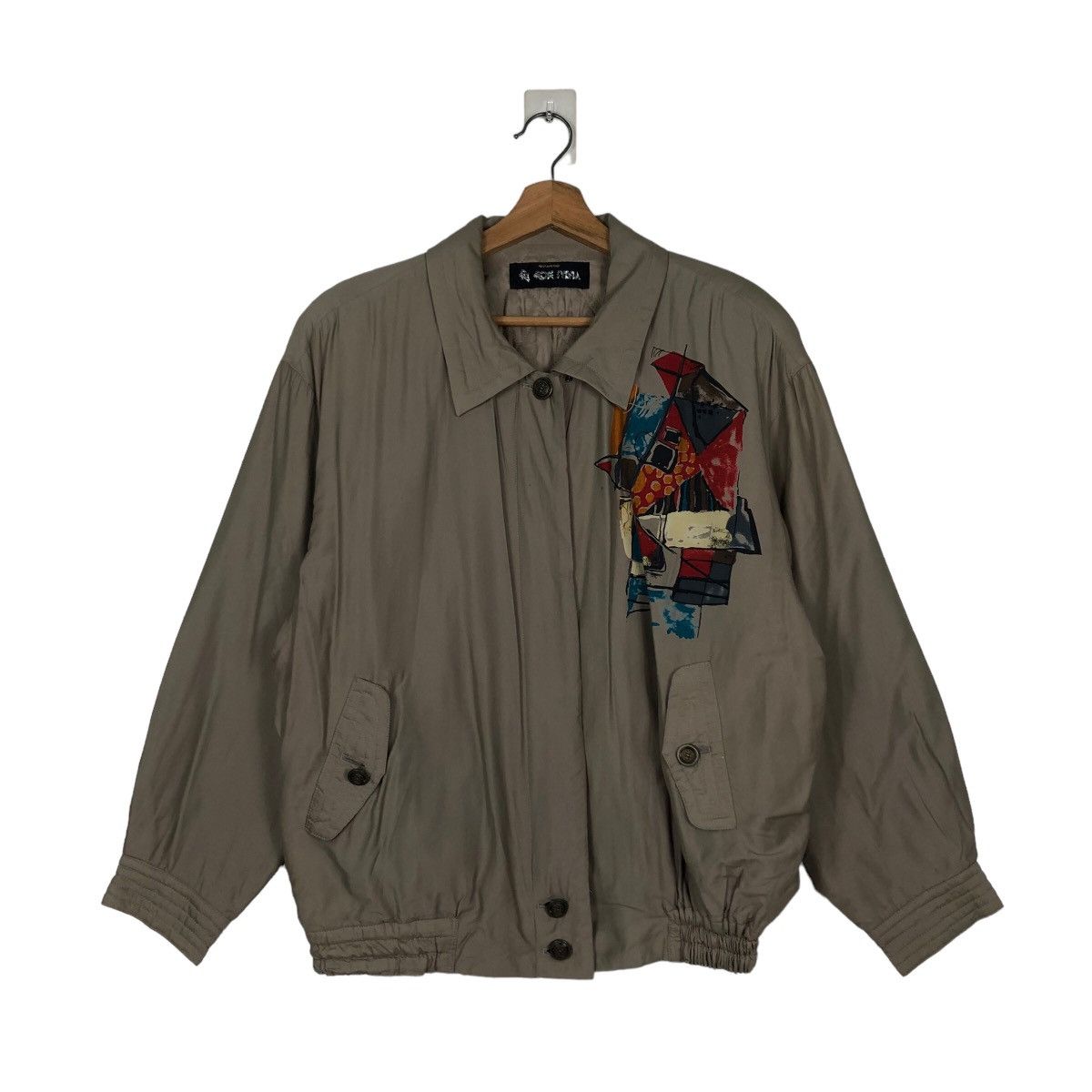 Japanese Brand Vintage Bomber Jacket Rose Sylvie Art Big Logo Issey Miyake Size US M / EU 48-50 / 2 - 1 Thumbnail