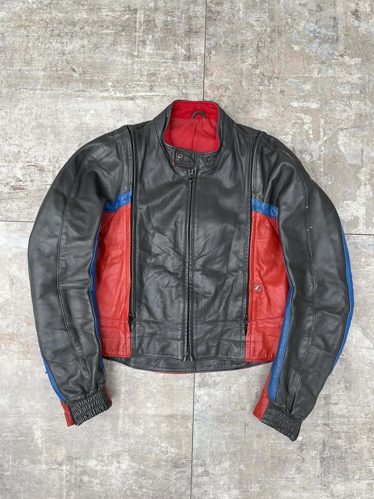 image of 90's Bmw Leather Jacket in Dark Gray, Men's (Size Medium)