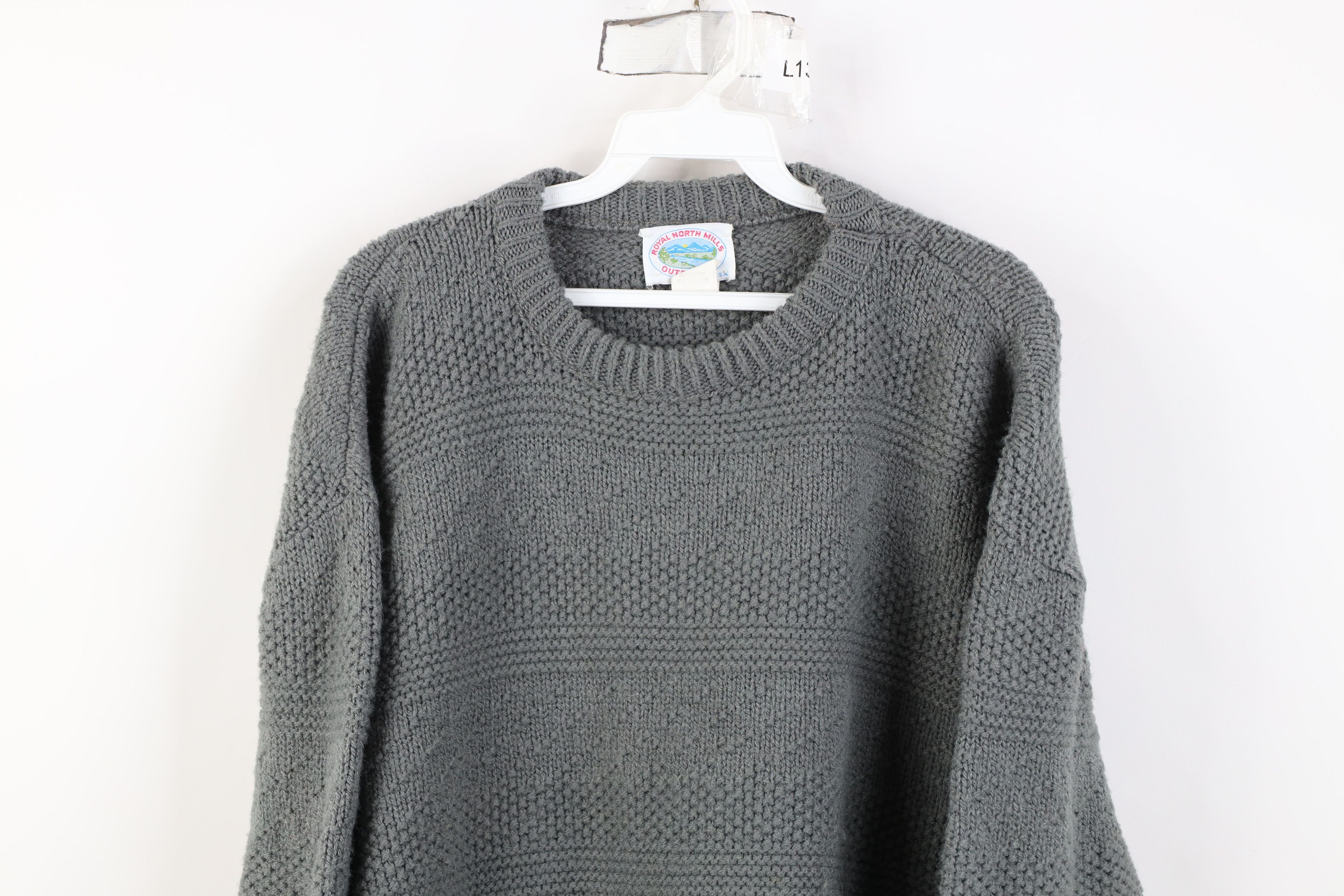 Vintage Vintage 90s Streetwear Ribbed Knit Crewneck Sweater Gray USA Size XL / US 12-14 / IT 48-50 - 2 Thumbnail