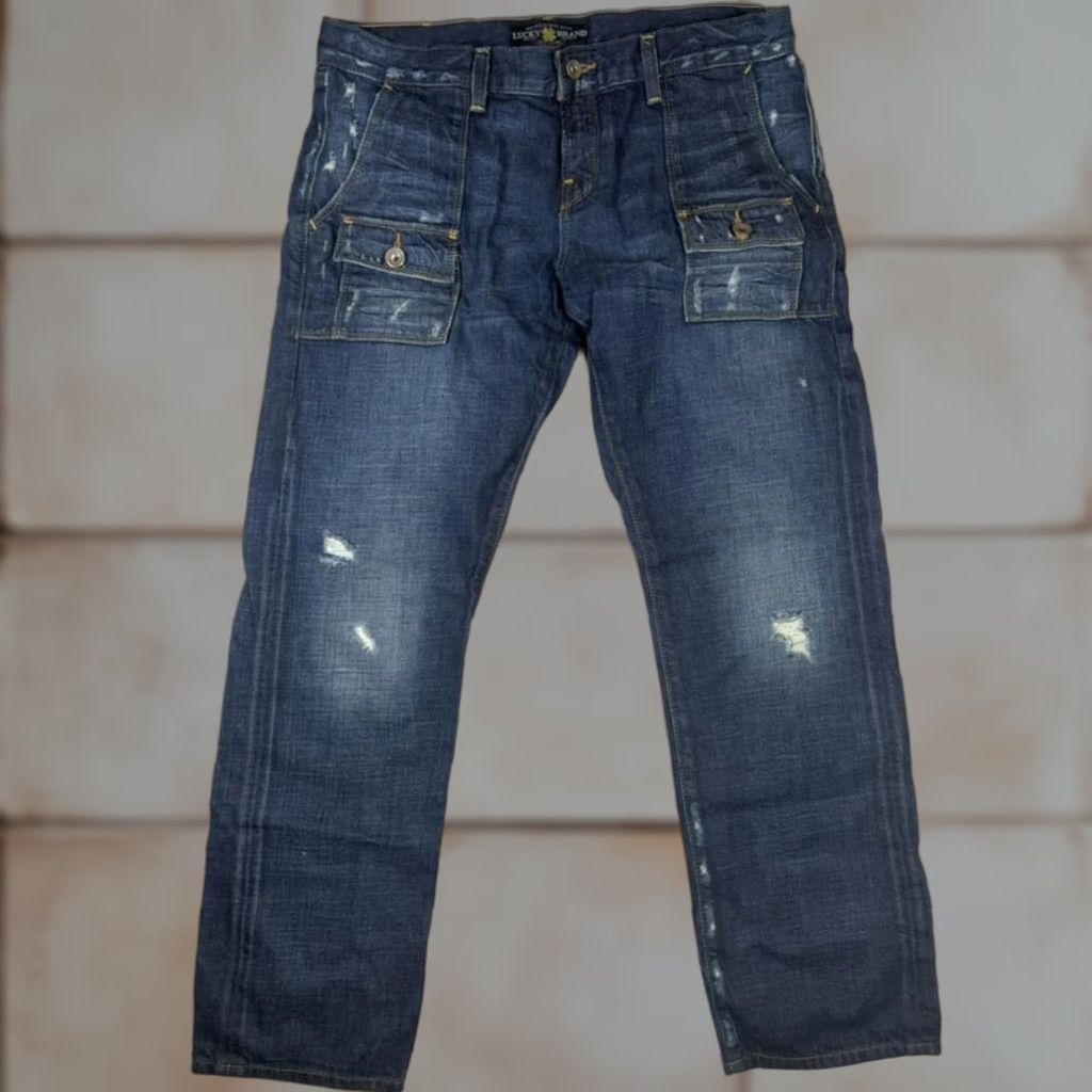 Lucky Brand Lucky Brand Jeans Women’s 8/29 Cargo Distressed Straight Blue 7W11009 Size 30" / US 8 / IT 44 - 1 Thumbnail