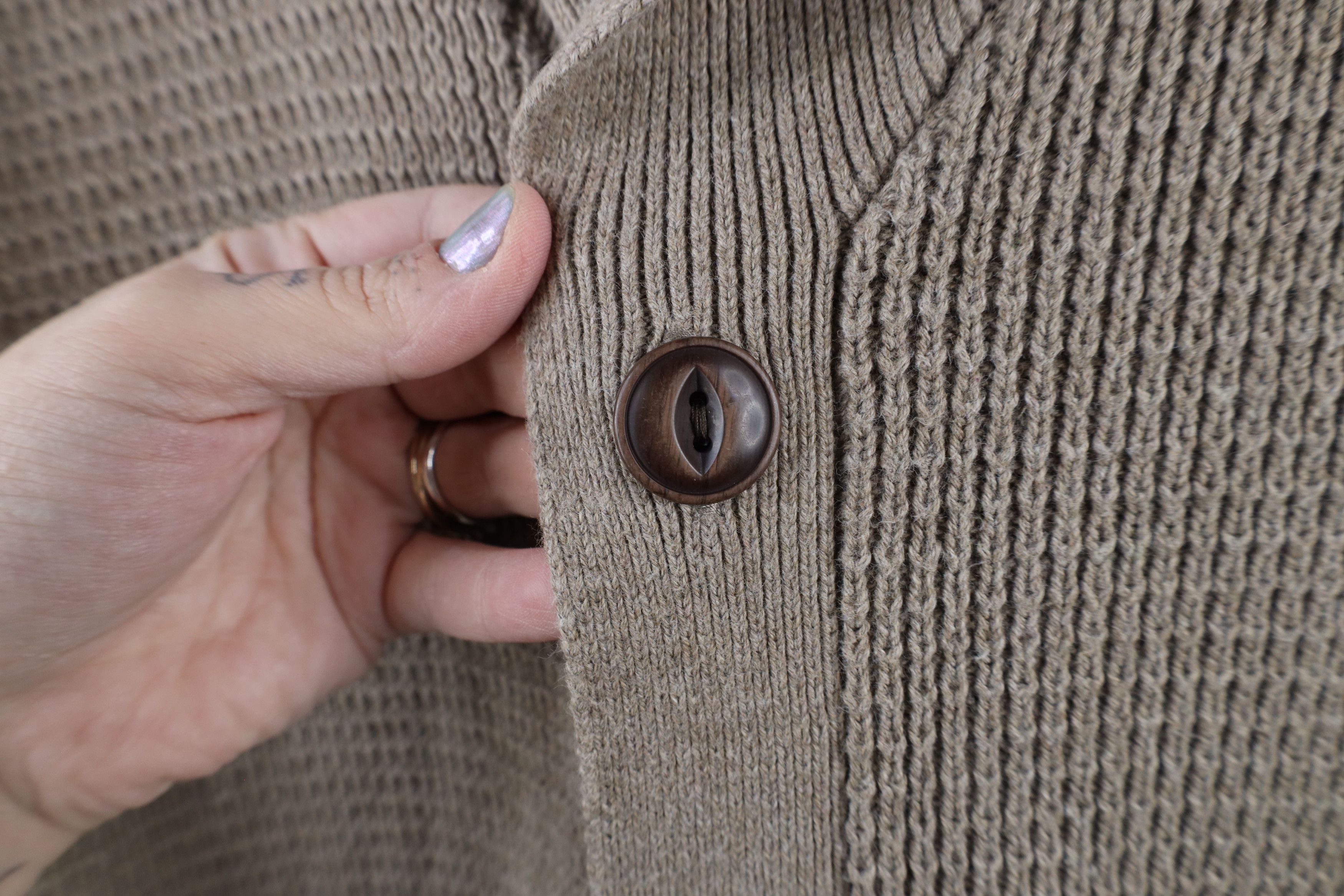 Gap × Vintage Vintage Gap Blank Ribbed Knit Shawl Cardigan Sweater Beige Size US XL / EU 56 / 4 - 6 Thumbnail
