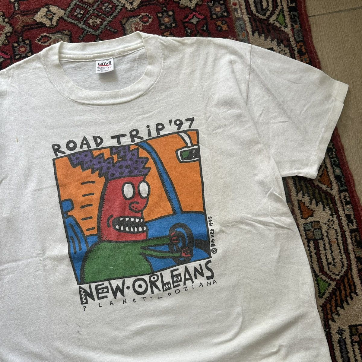 Vintage 1997 New Orleans “Road Trip” Graphic Tee Vintage Cartoon Size US XL / EU 56 / 4 - 3 Thumbnail