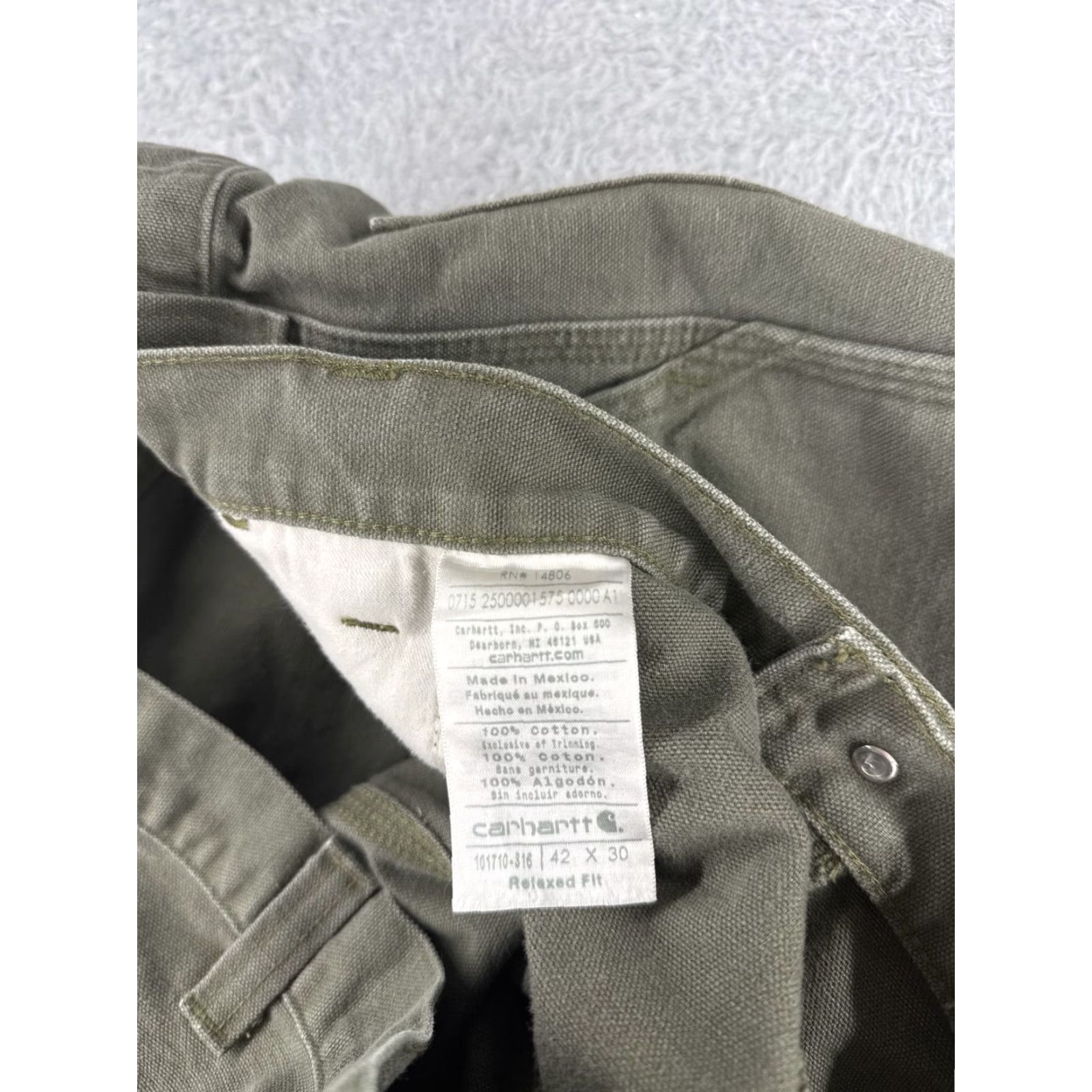 Carhartt Carhartt Pants Men 42 Green Washed Duck Relaxed-Fit Dungaree 100% Cotton Cargo Size US 42 / EU 58 - 7 Thumbnail
