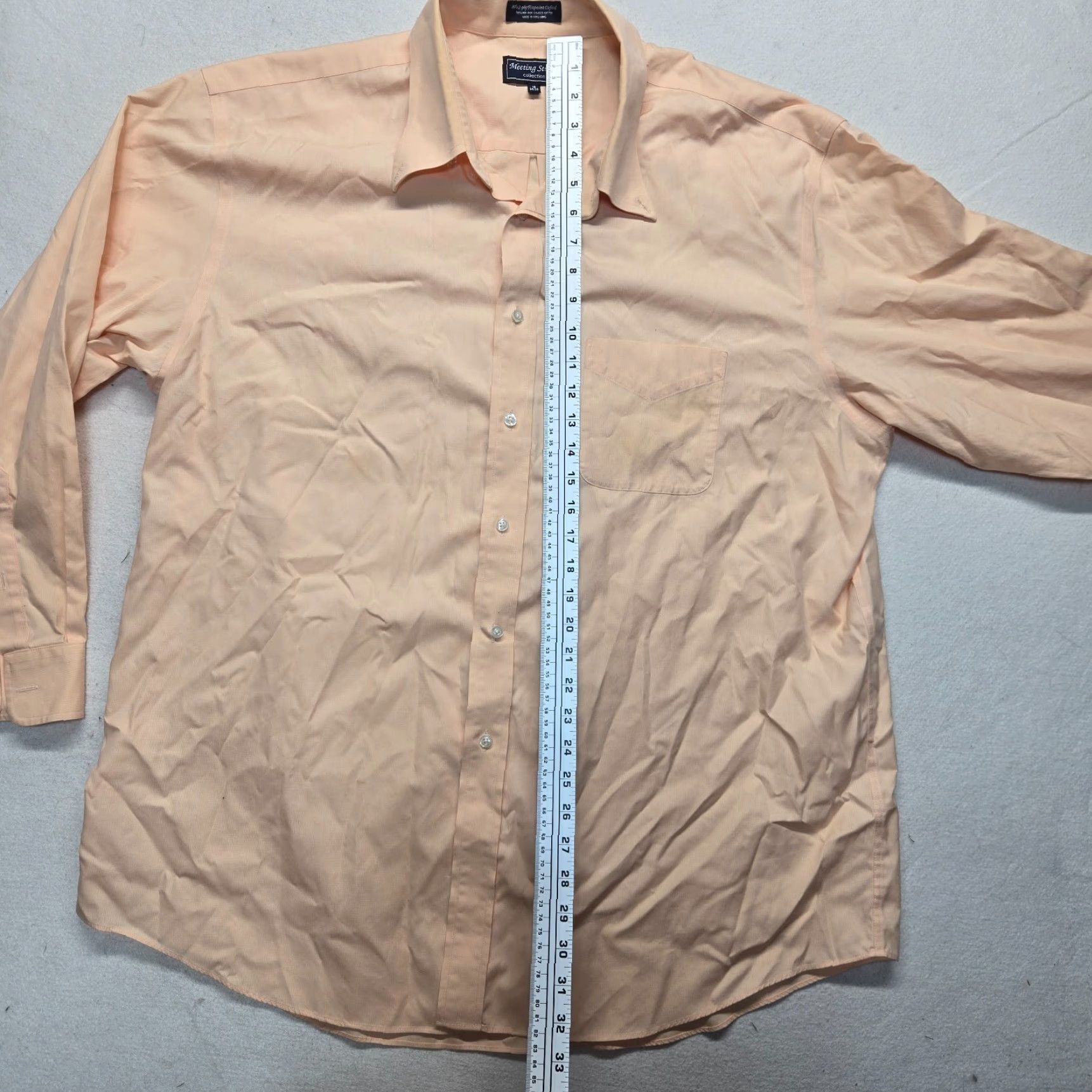 Vintage VINTAGE Meeting Street Orange Pinstripe Dress Shirt Men’s 18 34/35 80s Button Collar Long Sleeve Wrinkle-Resistant Size US XXL / EU 58 / 5 - 6 Thumbnail